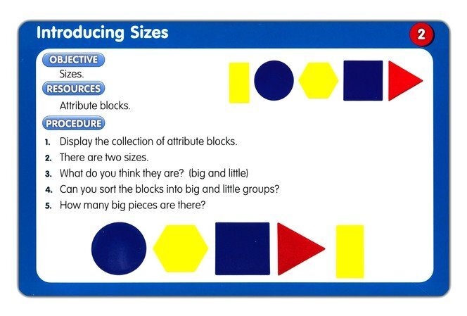 New 50 ATTRIBUTE BLOCK ACTIVITIES Learning CARD SET Math Shapes Sizes Colors NIB