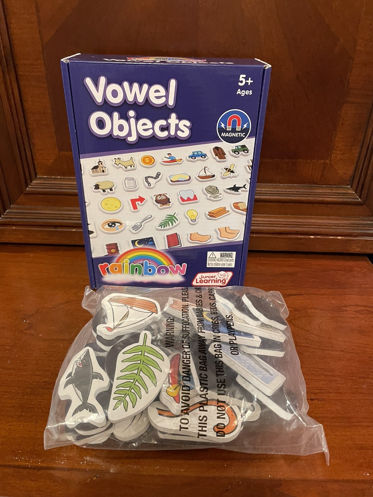 Junior Learning Rainbow Magnetic Vowel Objects 40 Pieces Vowels Kindergarten