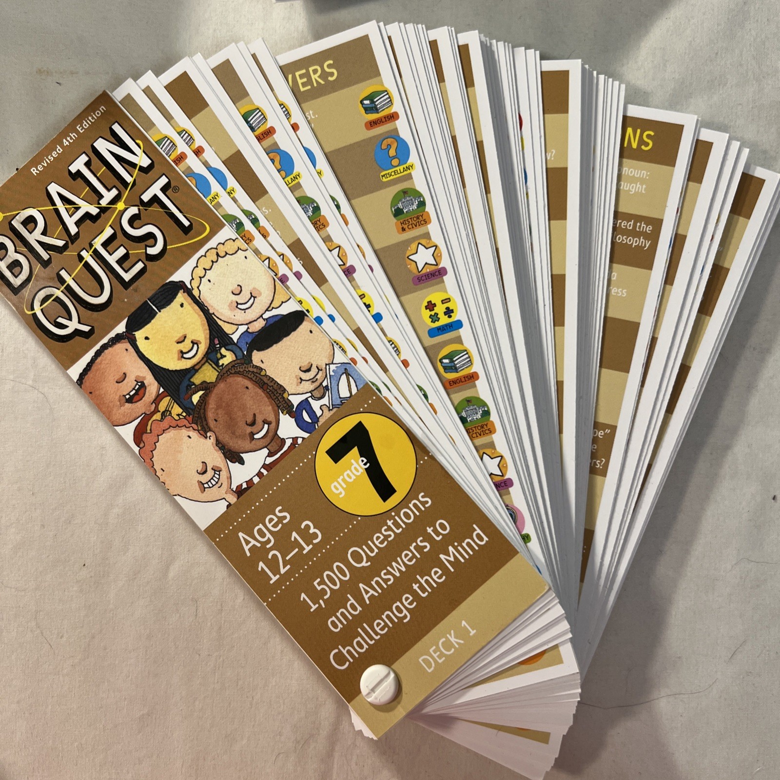 Lot Of 2 Brain Quest Grade 7 Flash Cards Ages 12-13 Decks 1,500 Trivia