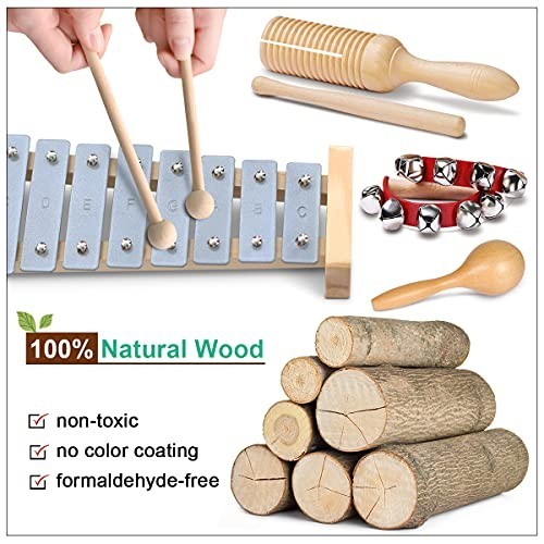 Toddler Musical Instruments International Natural Wooden Music Set for Toddlers