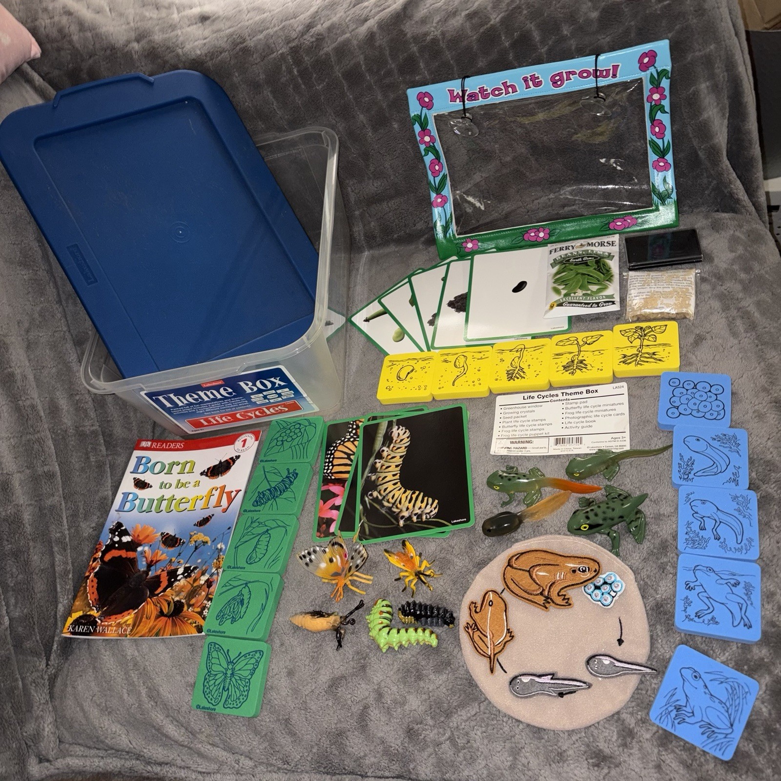 Lakeshore Life Cycles Biology Theme Box Butterfly Frog Greenhouse USA Animals