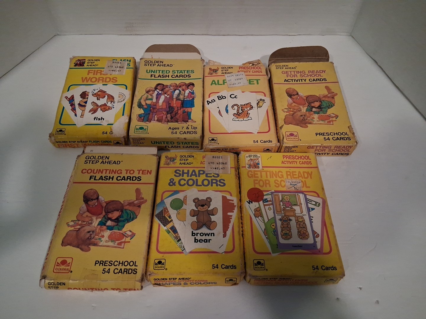 Lot Golden Step Ahead Flash Card Activity Alphabet Words Colors US States. (14)