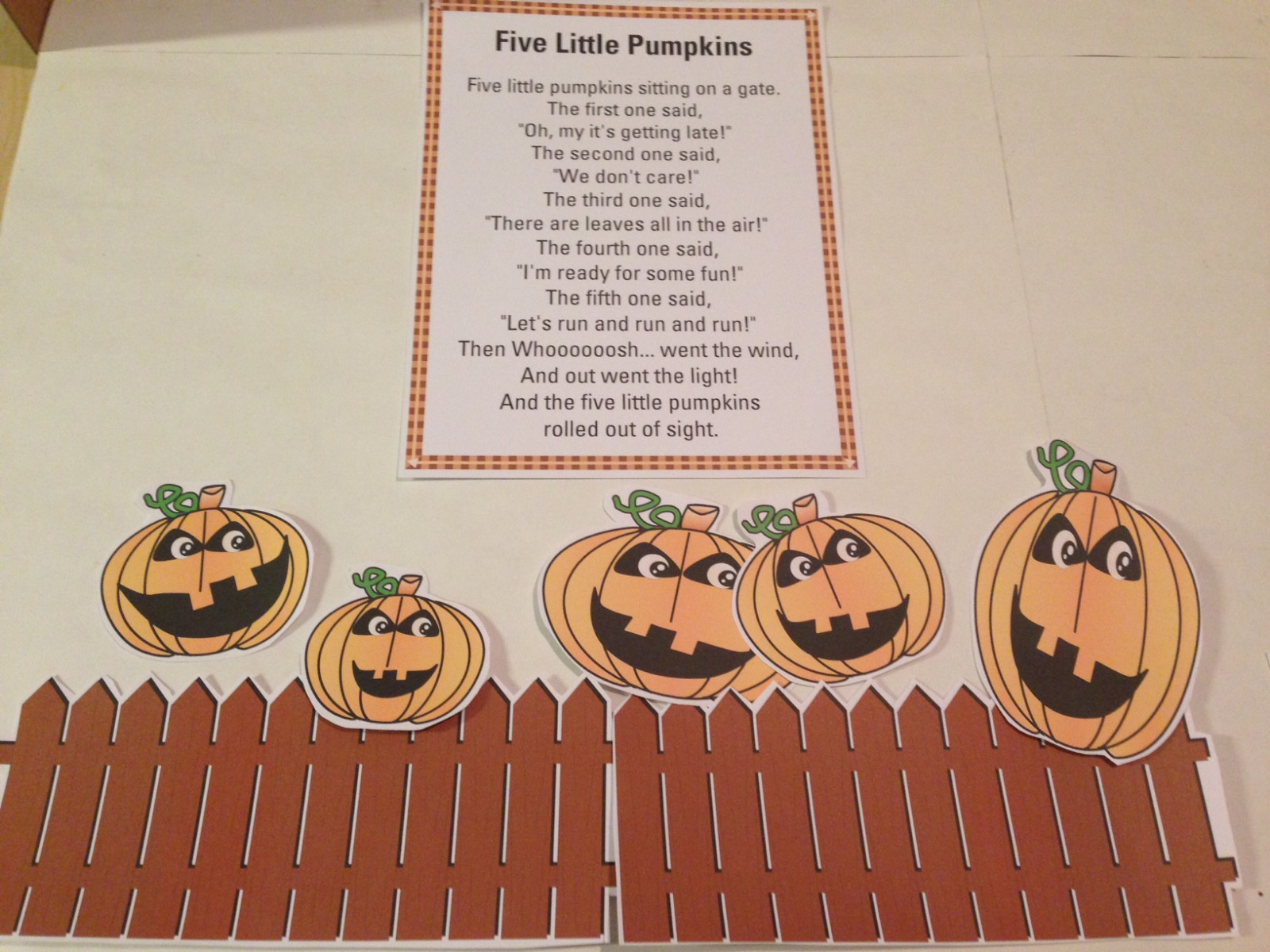 FIVE LITTLE PUMPKINS – FLANNEL / FELT BOARD STORY PIECES