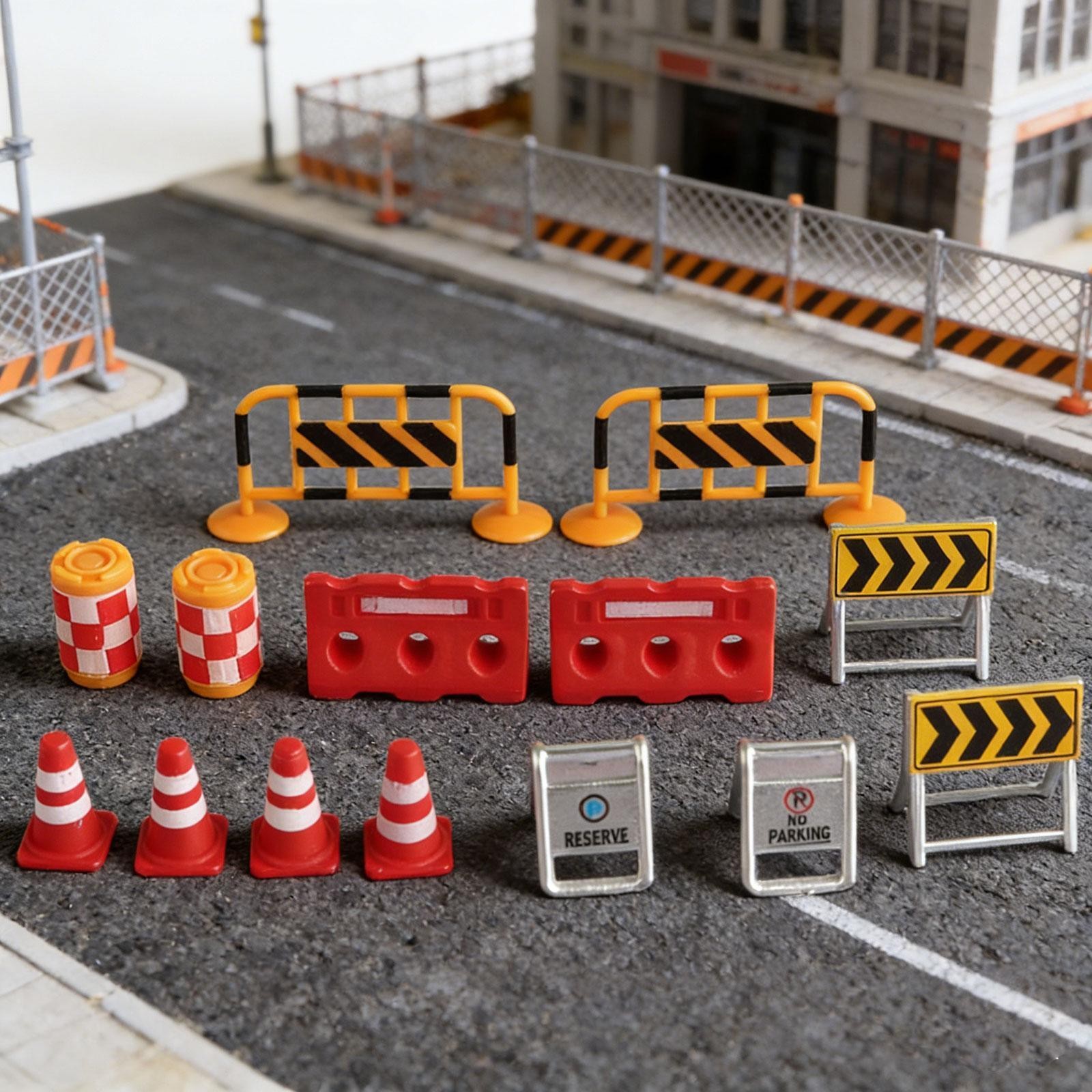 14Pcs Miniature Traffic Road Signs Models Holiday Safety Educational Playset