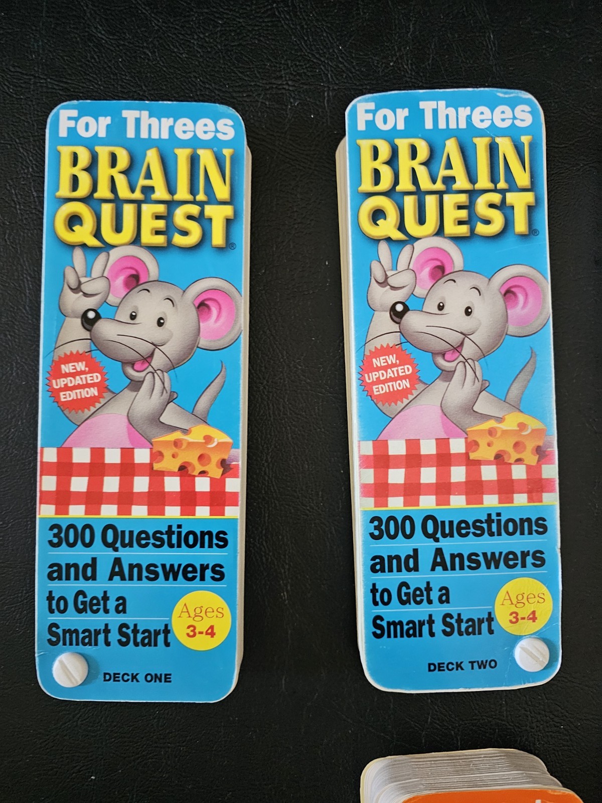 Brain Quest Lot 3 Sets: Threes, Preschool, Kindergarten (Ages 3-6) Decks 1 & 2