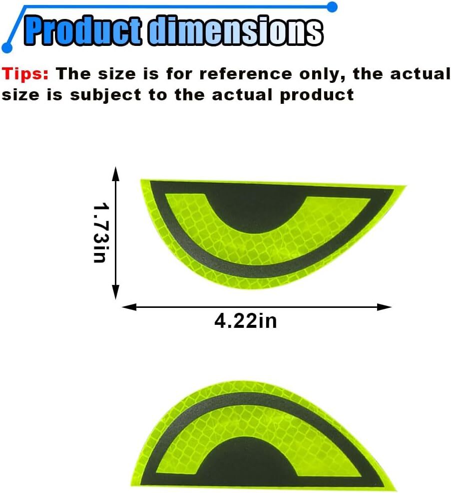 Reflective Stickers Car Decals, Yellow Eye Caution Decal for Night Safety