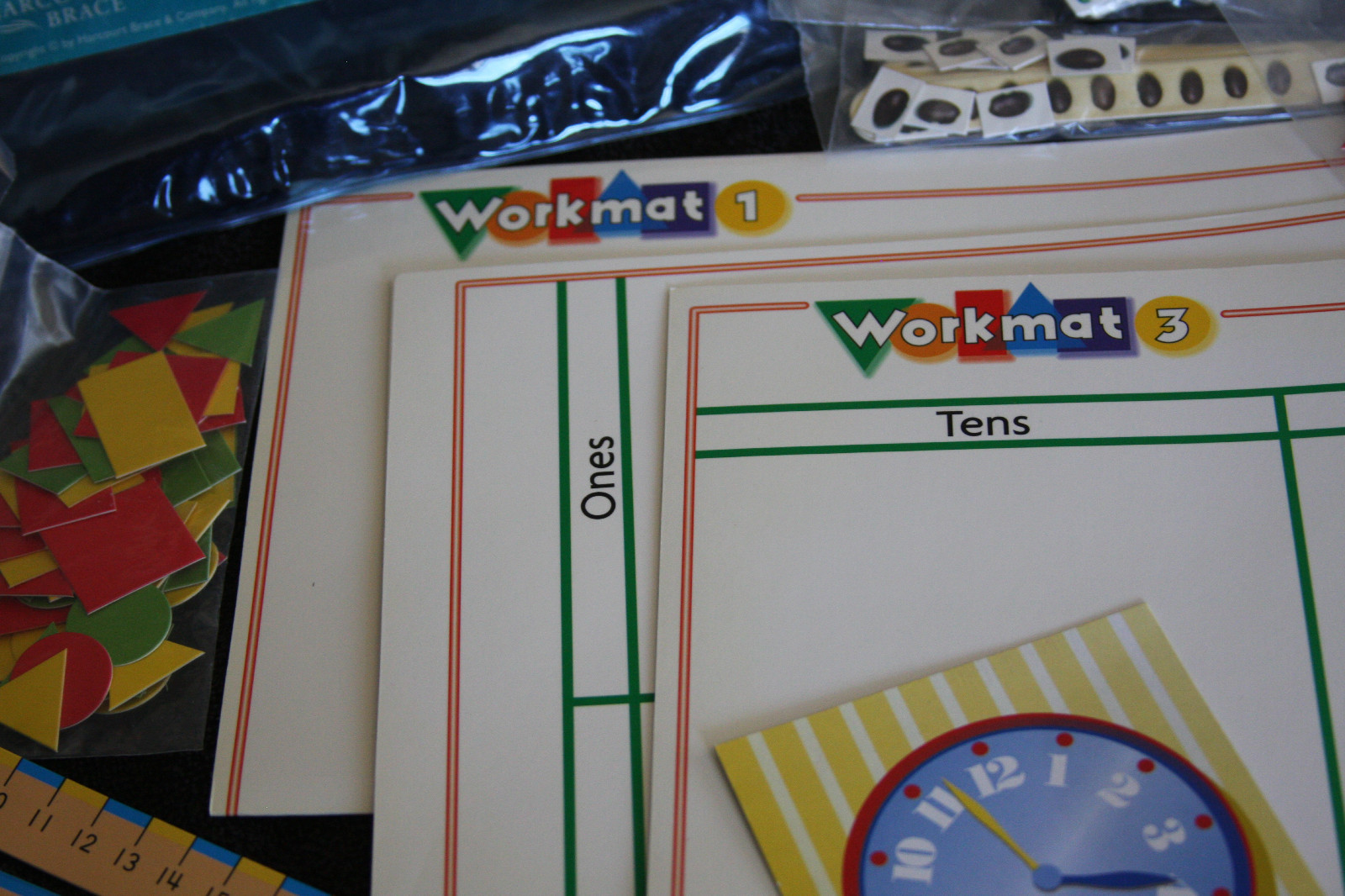 Harcourt Math Manipulatives Math Advantage – Colors, Shapes, Fractions, Time, $