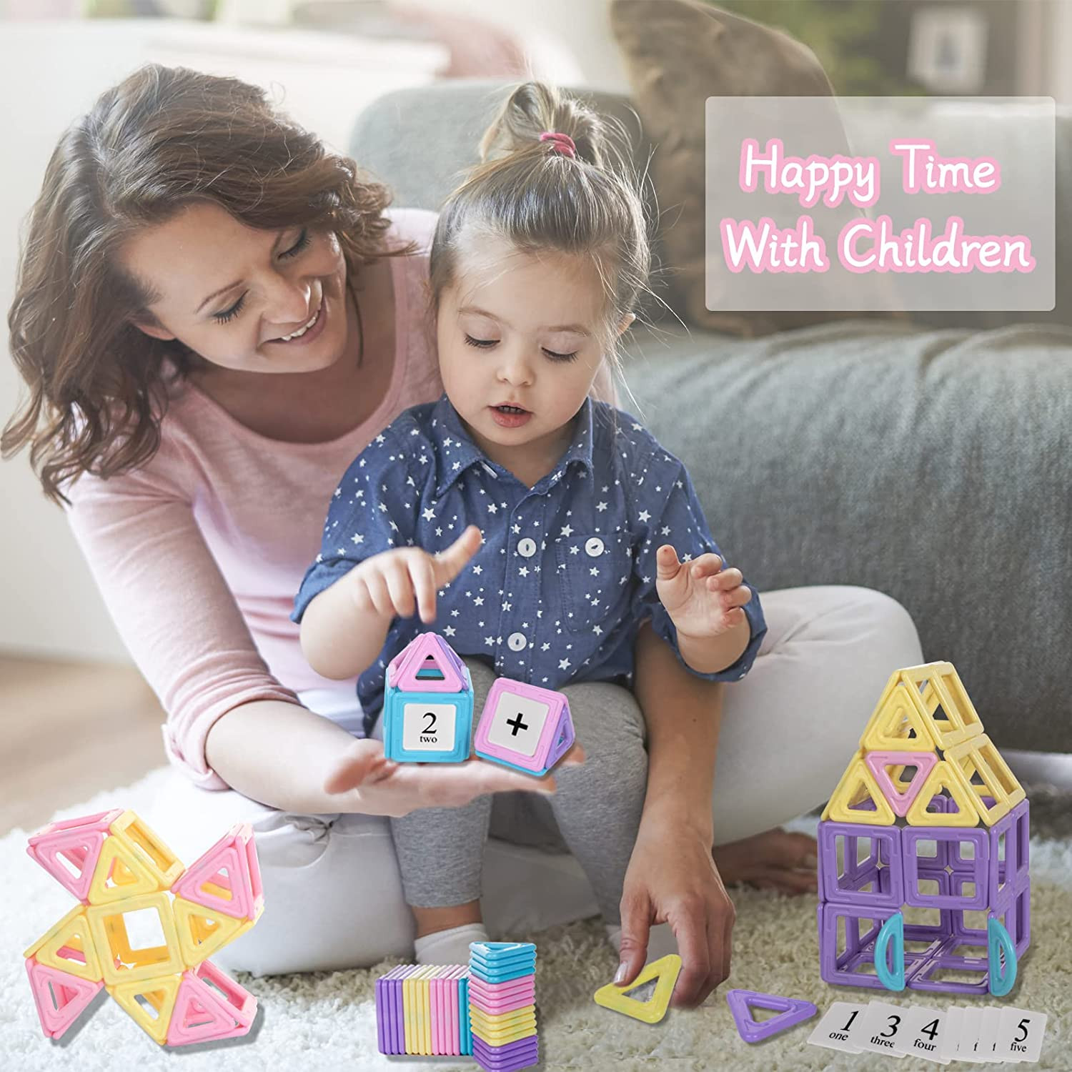Magnetic Blocks Basic Set Magnetic Tiles, Educational 28 pcs+number kits age 2+