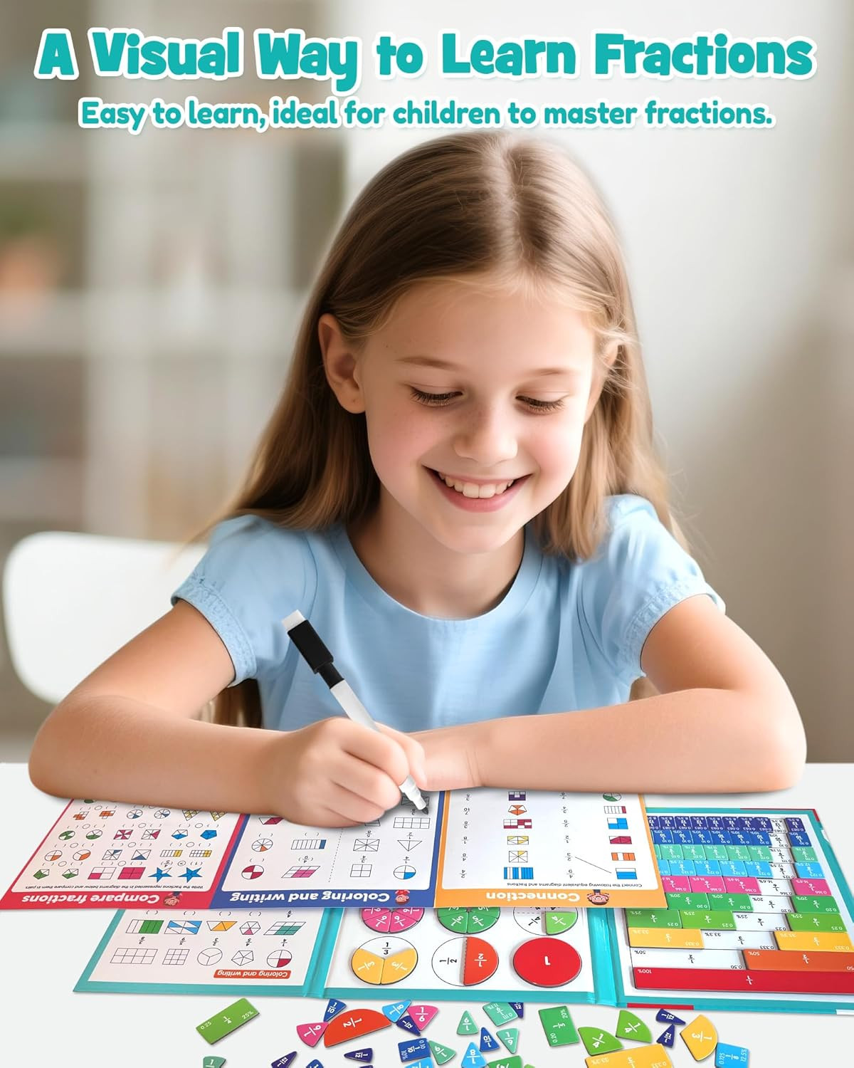 Magnetic Fraction Demonstration Book, Magnetic Fraction Educational Puzzle with