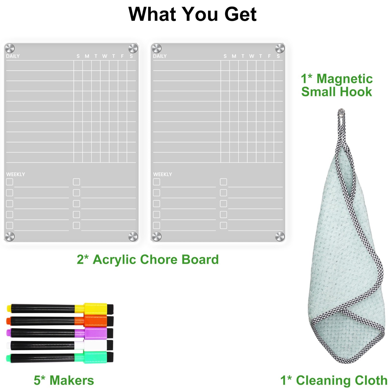 Acrylic Magnetic Chore Chart for Kids & Adults – Dry Erase Family Responsibility
