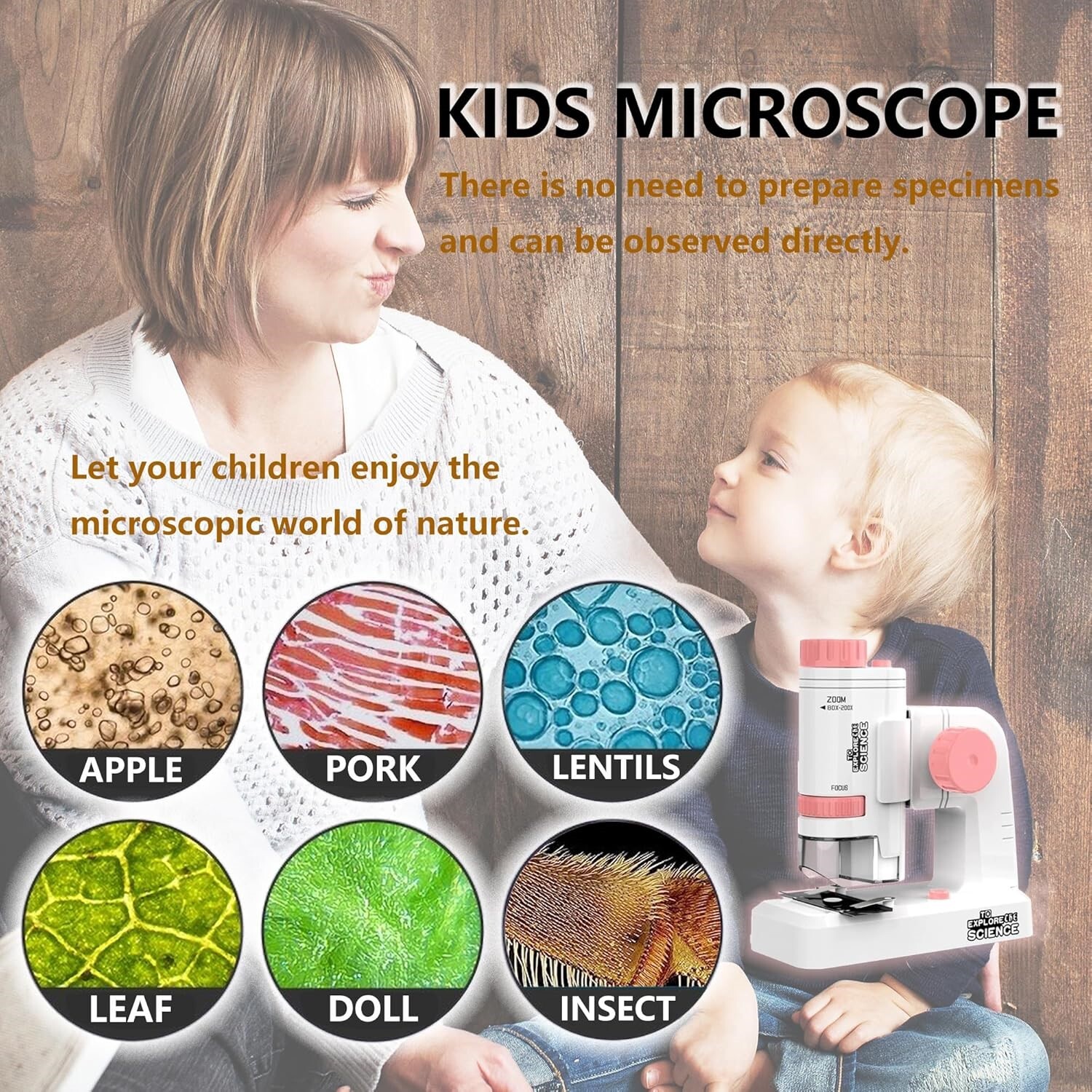 Durable Portable Scientific Experiment Educational Toy 200x Focusing Microscope