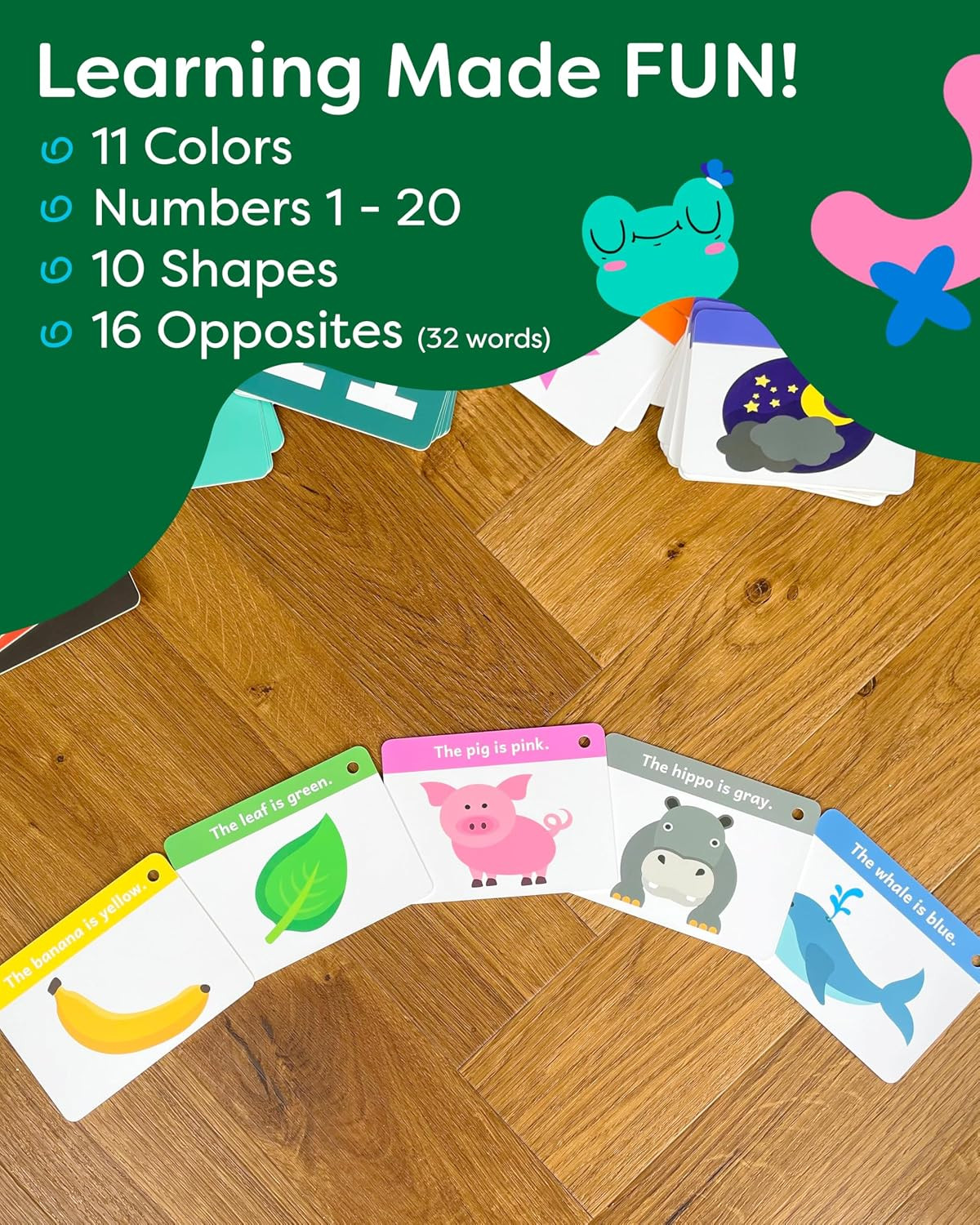 Toddler Flash Cards – Learn Colors, Numbers, Shapes, Opposites on Thick Jumbo
