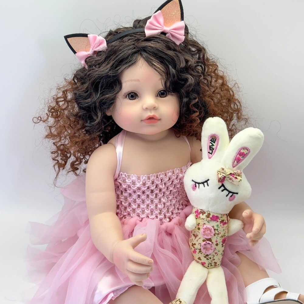 22In Cute Reborn Baby Doll Full Body Vinyl Waterproof Toddler Newborn Girl Gifts