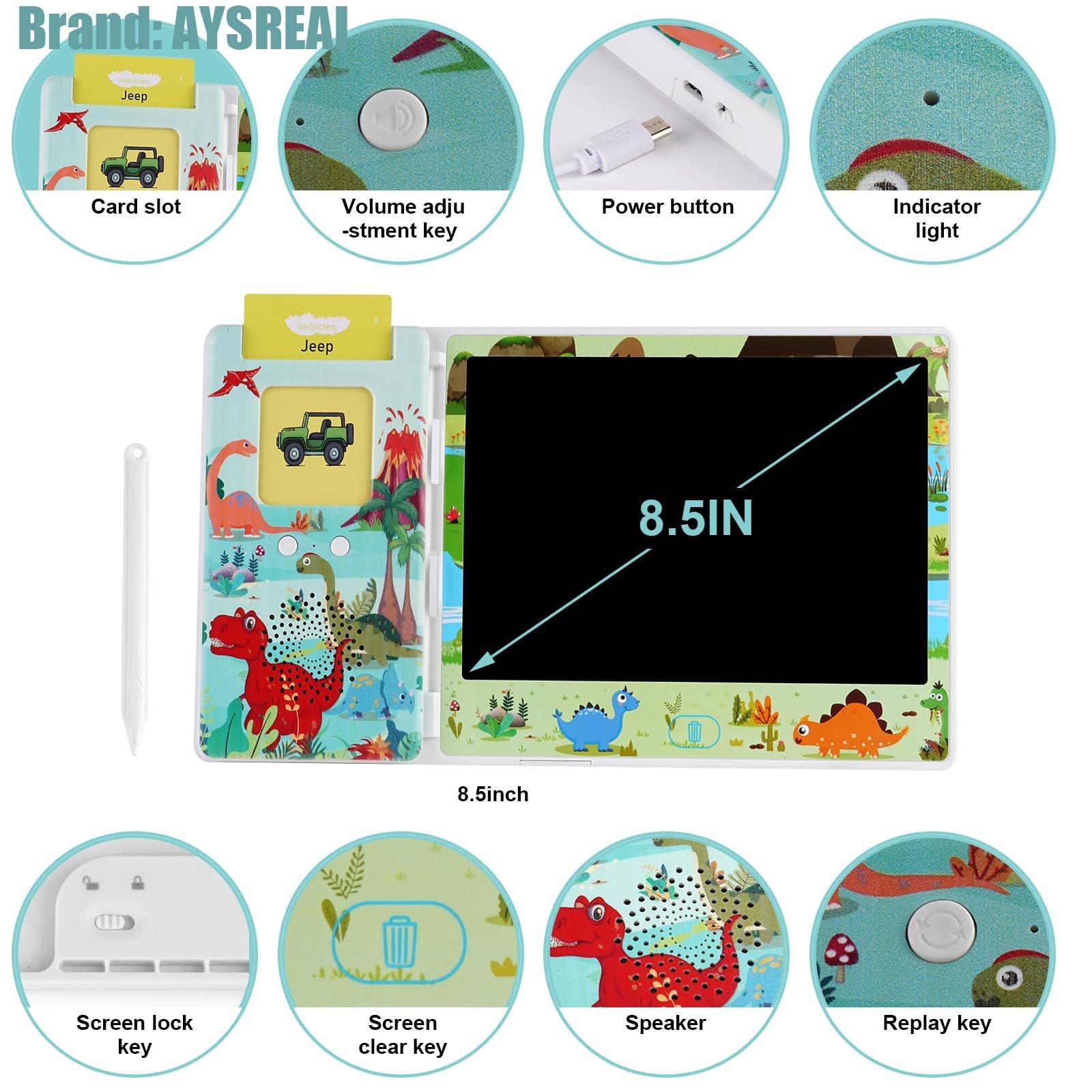 LCD Writing Tablet with Talking Flash Cards Sensory Toys for Autism NEW