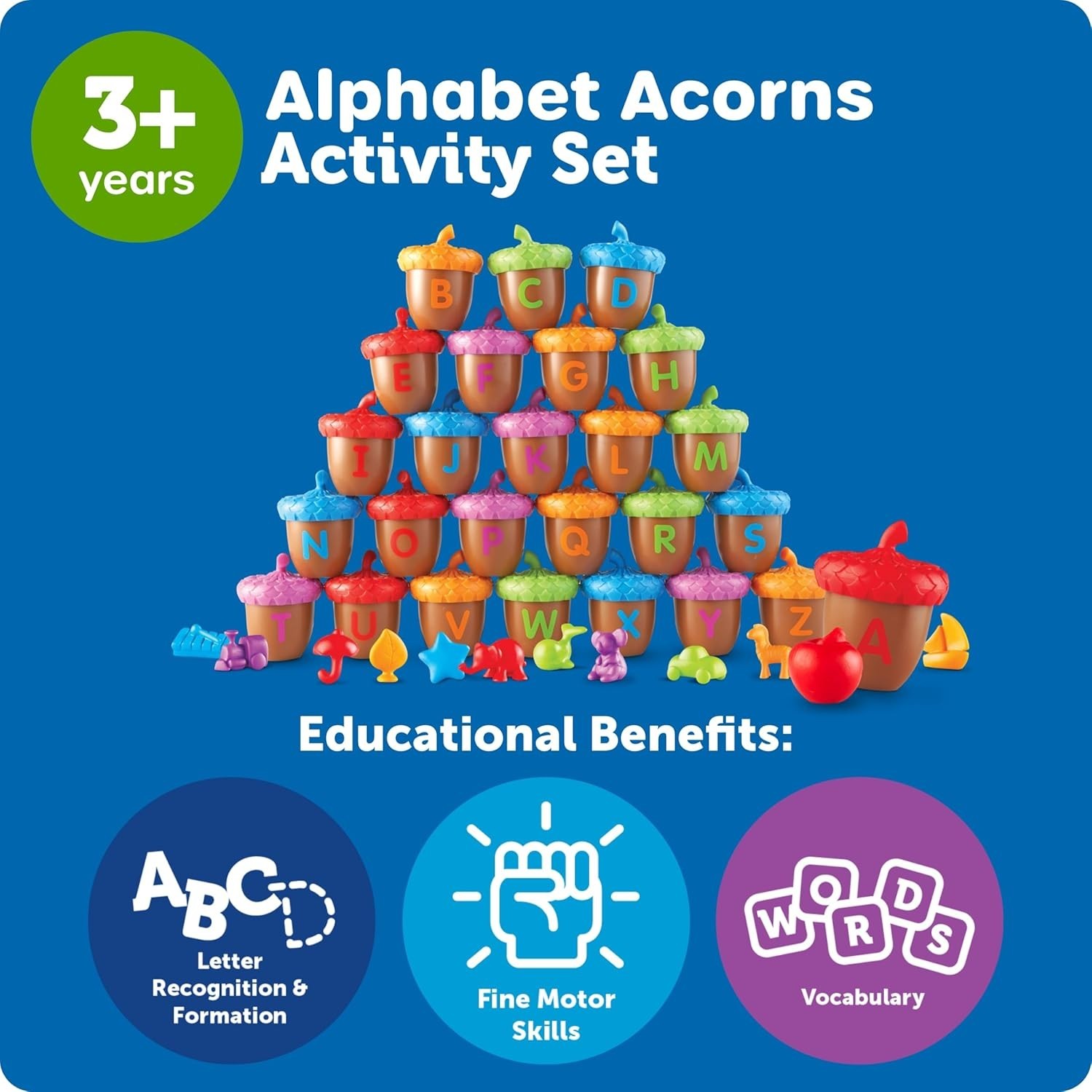 Alphabet Acorns Activity Set, Develops Letter Recognition, Educational Toys
