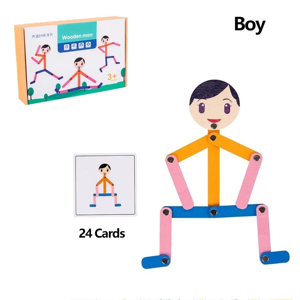 Sport Wooden Man Material DIY Puzzle Toys Boards Educational Game