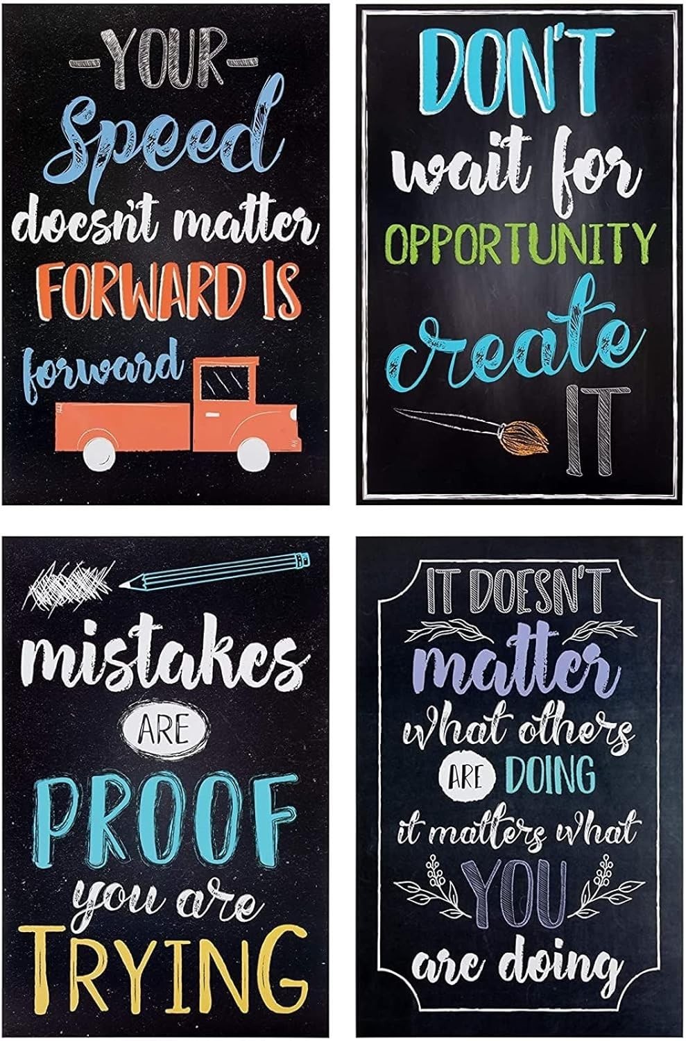 20-Pack 13×19 Inch Motivational Classroom Posters Chalkboard Style Wall Decor