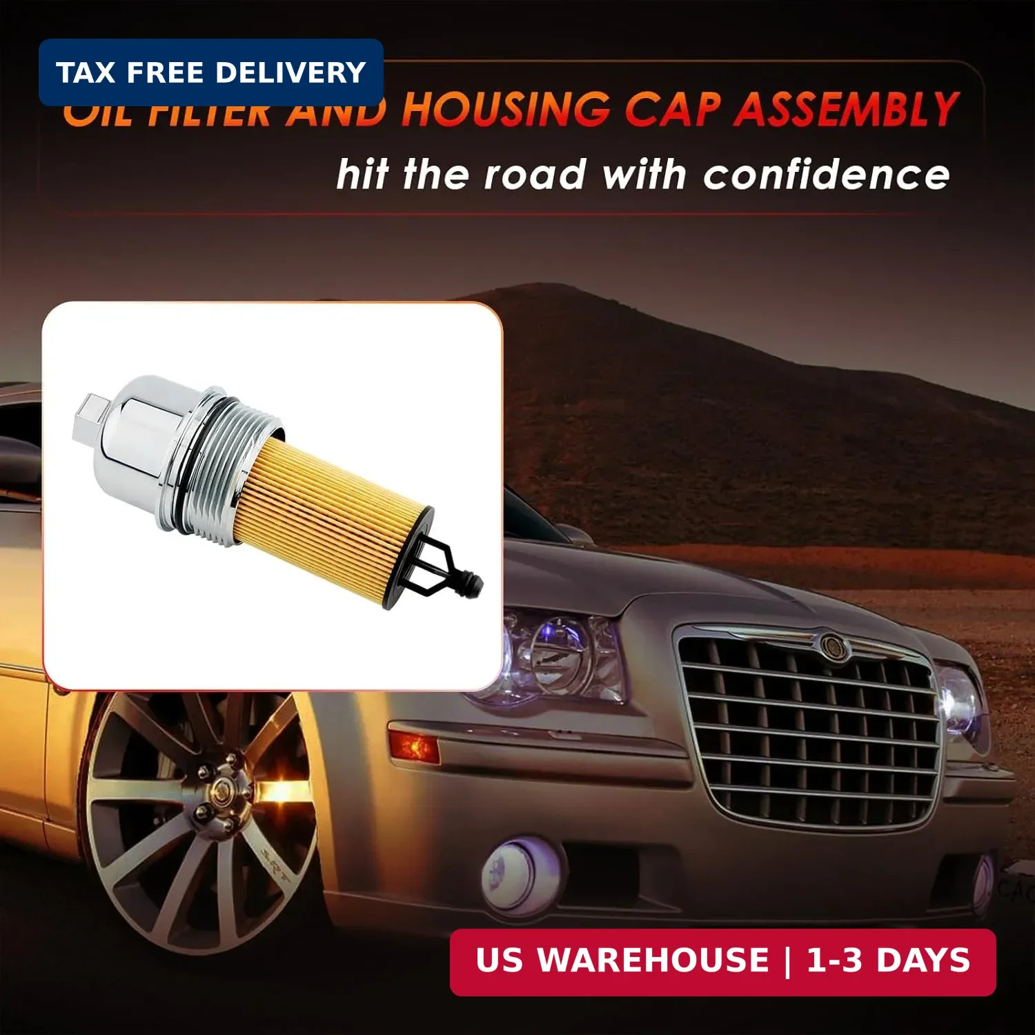 Aluminum Oil Filter Housing Cap & Oil Filter Assembly, Compatible With 2014-2023