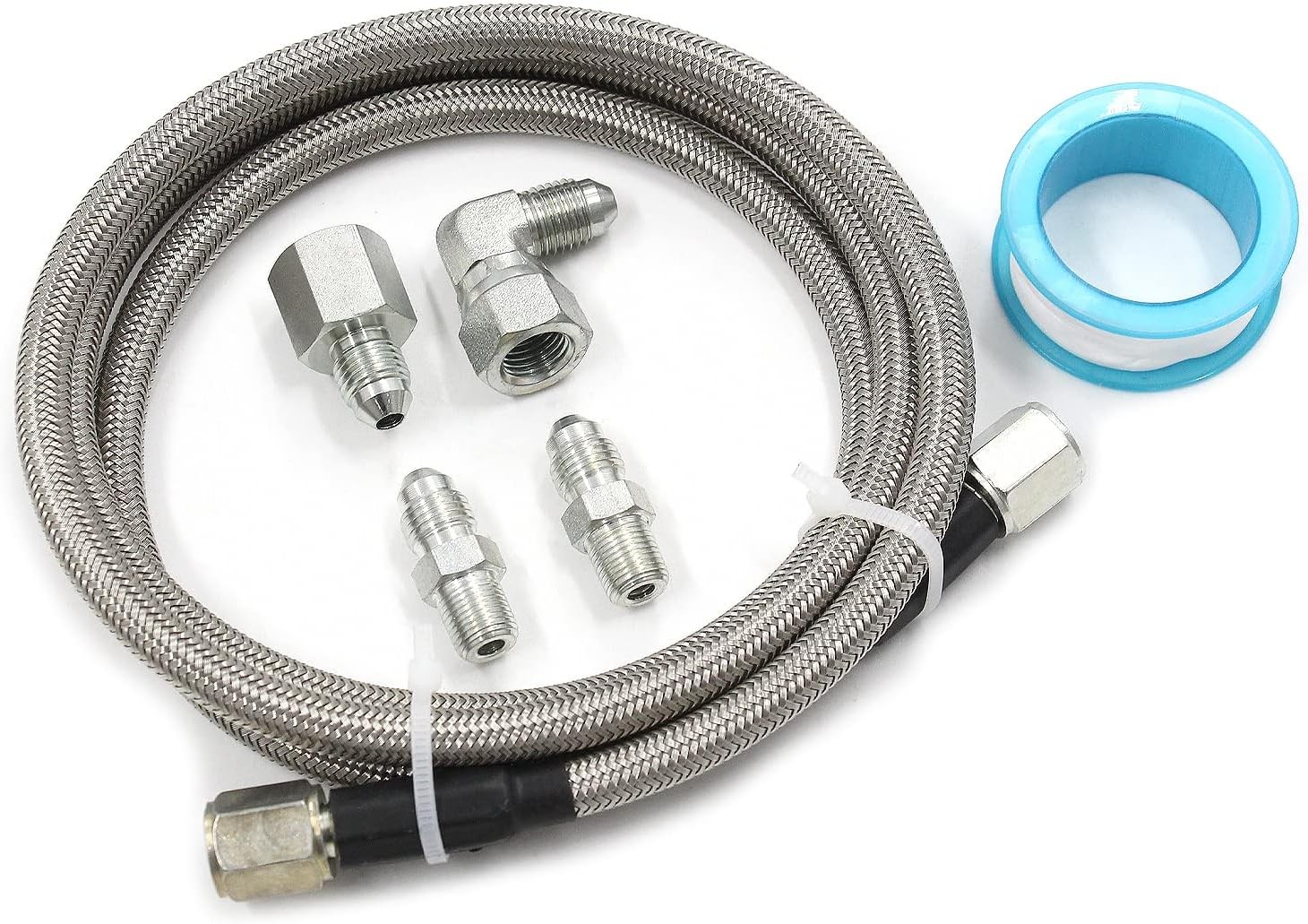 Steel Braided Turbo Oil Feed Line -4AN, Pressure Stainless Remote Turbocharger