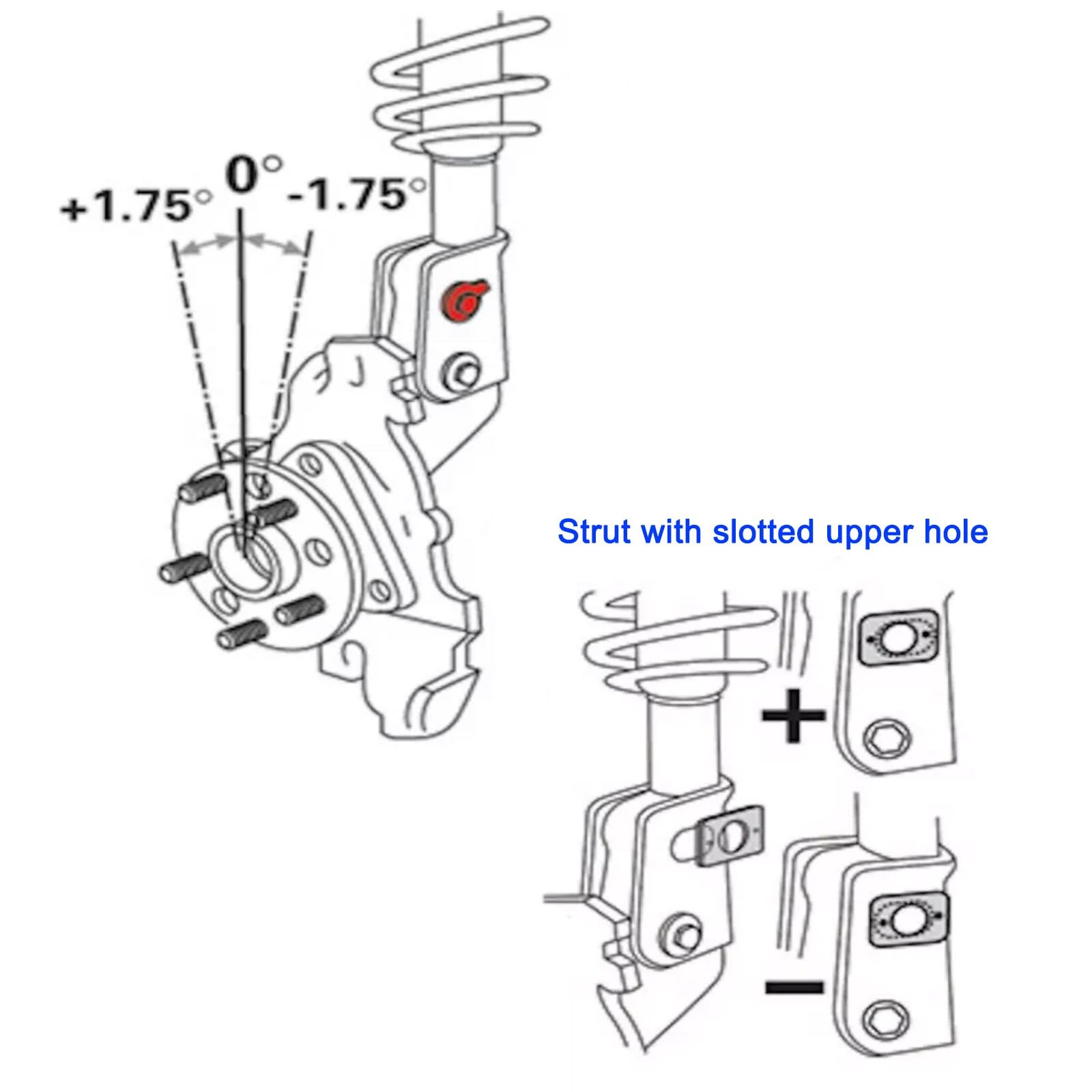2Pcs 16mm Adjustable Camber Correction Alignment Kit for Front Wheels