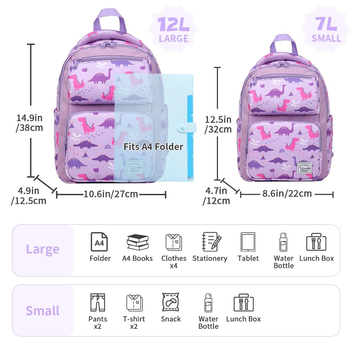 VASCHY Backpack for Girls, Kids Cute Kindergarten Preschool Children 12L Smal…