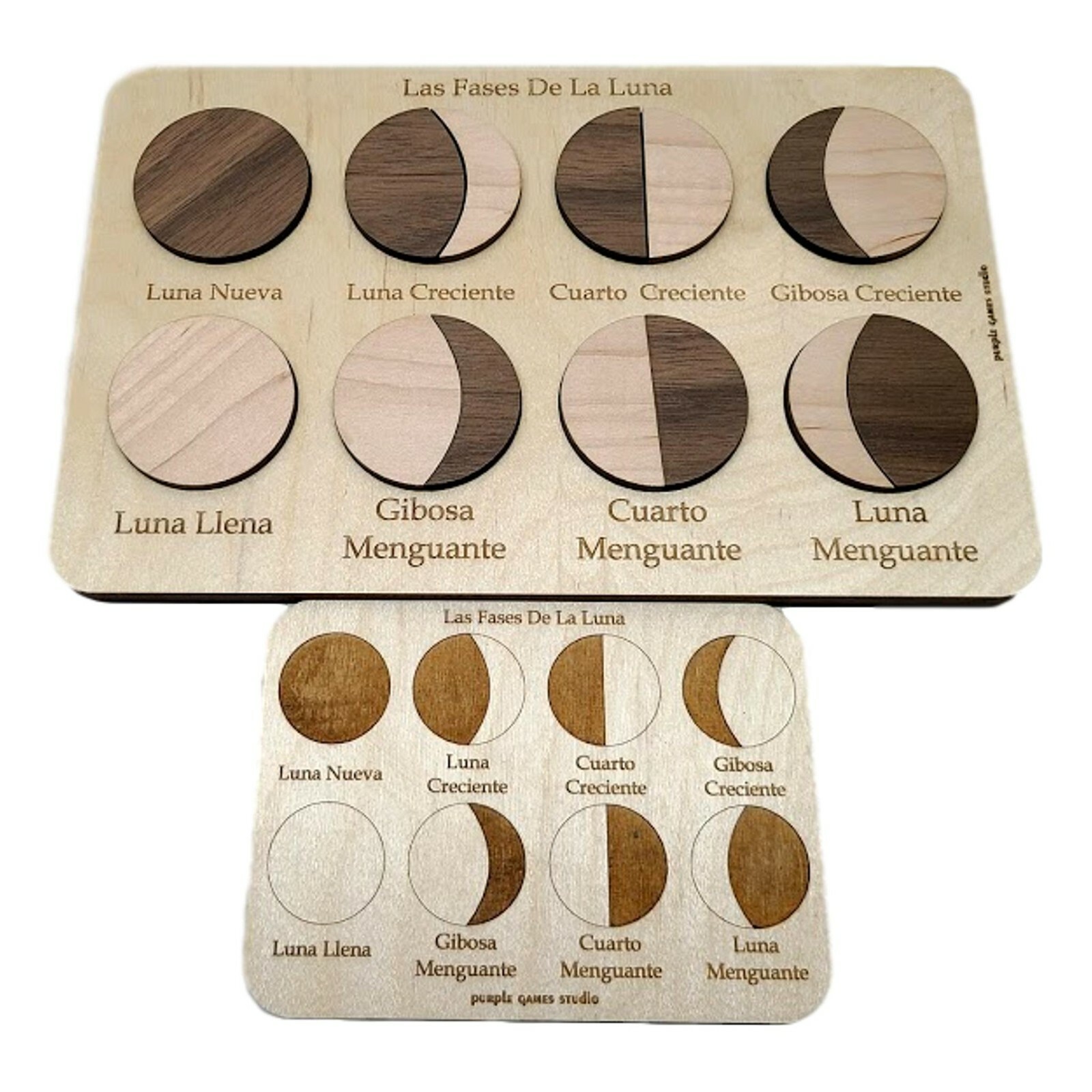 IN SPANISH – Phases of the Moon Puzzle – Educational Montessori Puzzle – Waldorf