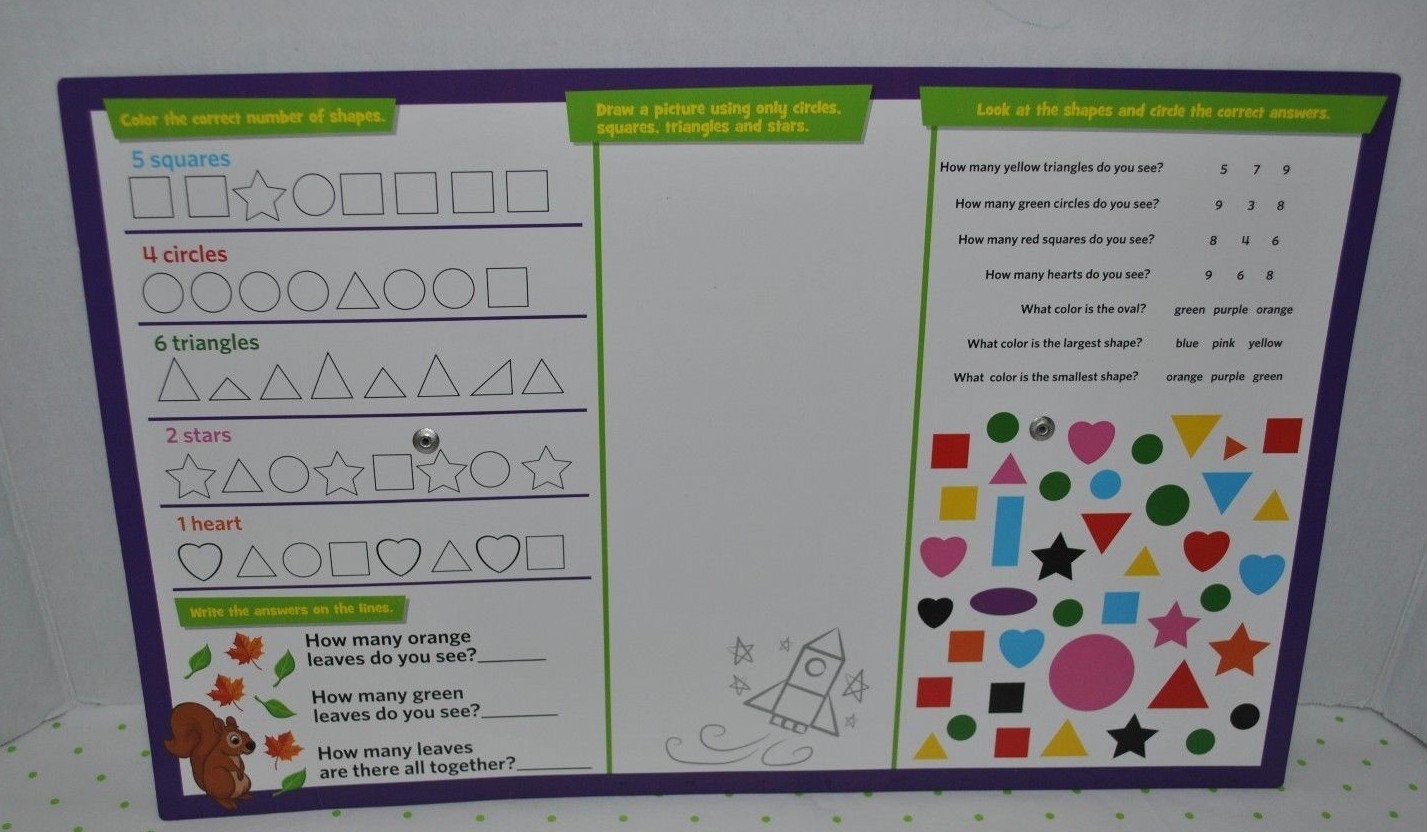 Leap Frog Colors & Shapes Dry Erase Activity Mat Game Board/Classroom Homeschool