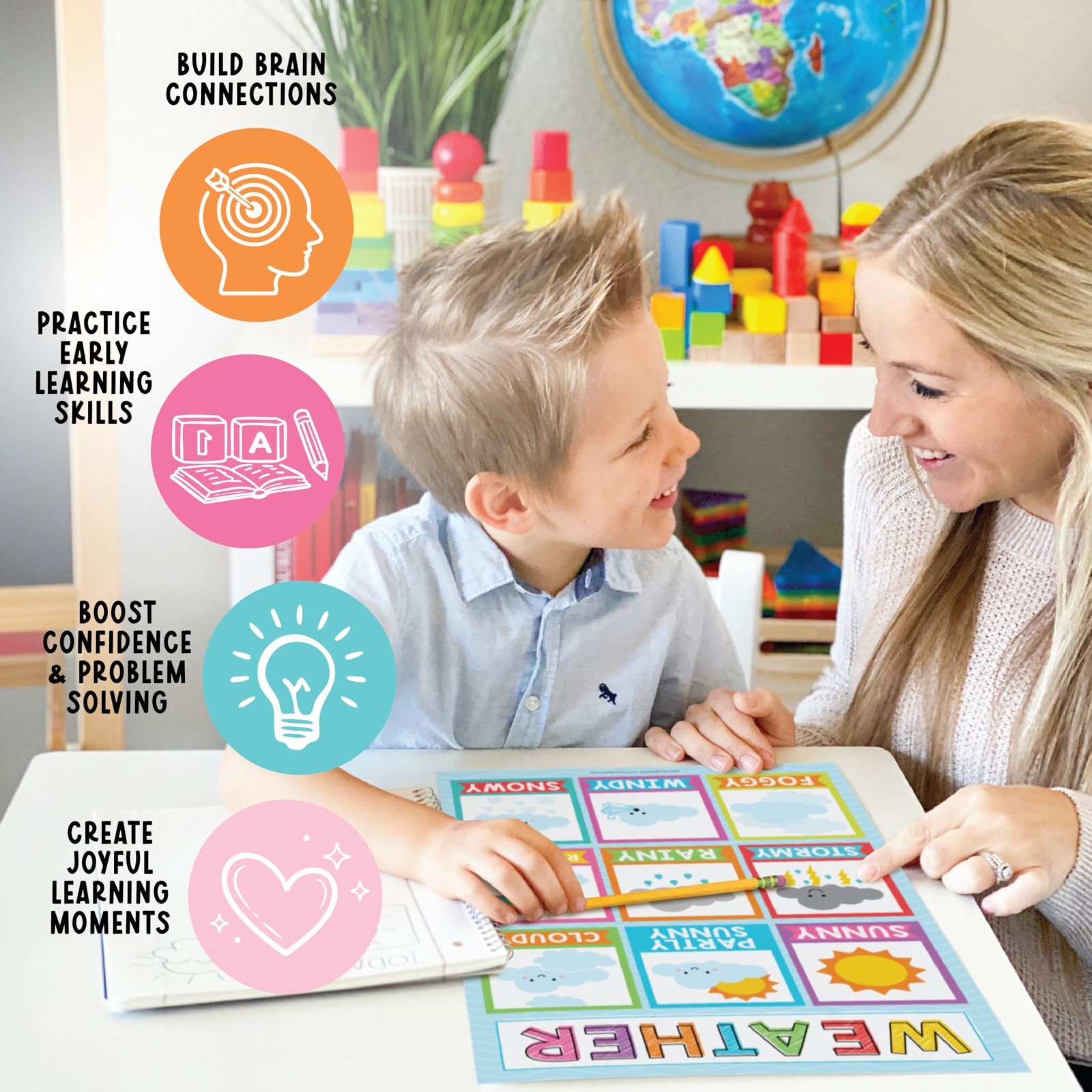 16 Educational Classroom Posters – Laminated Pre-K & Toddler Learning Decor, Hom