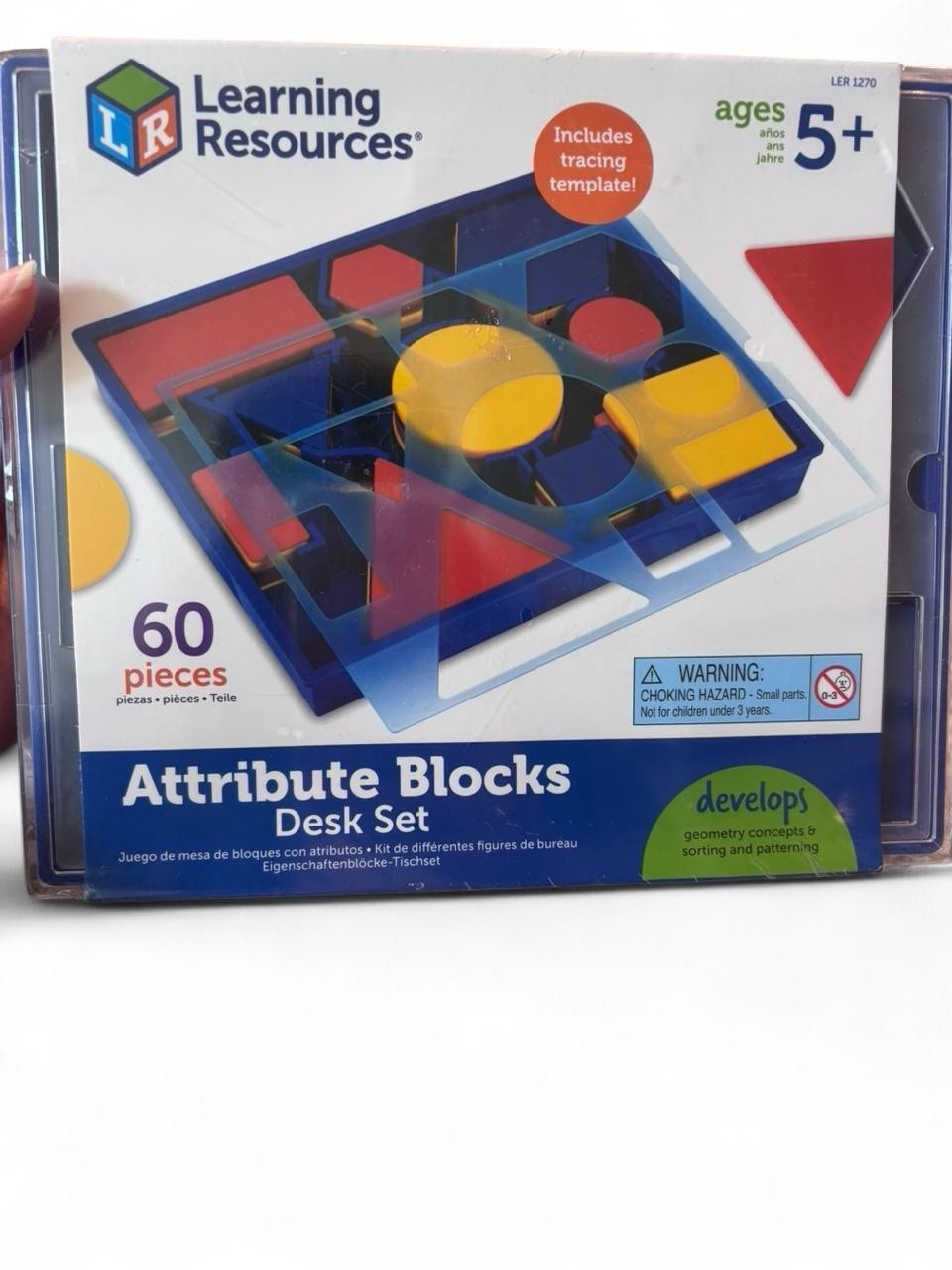 Learning Resources Attribute Blocks 60pc Desk Set Shapes/Colors Ages 5+ LER 1270