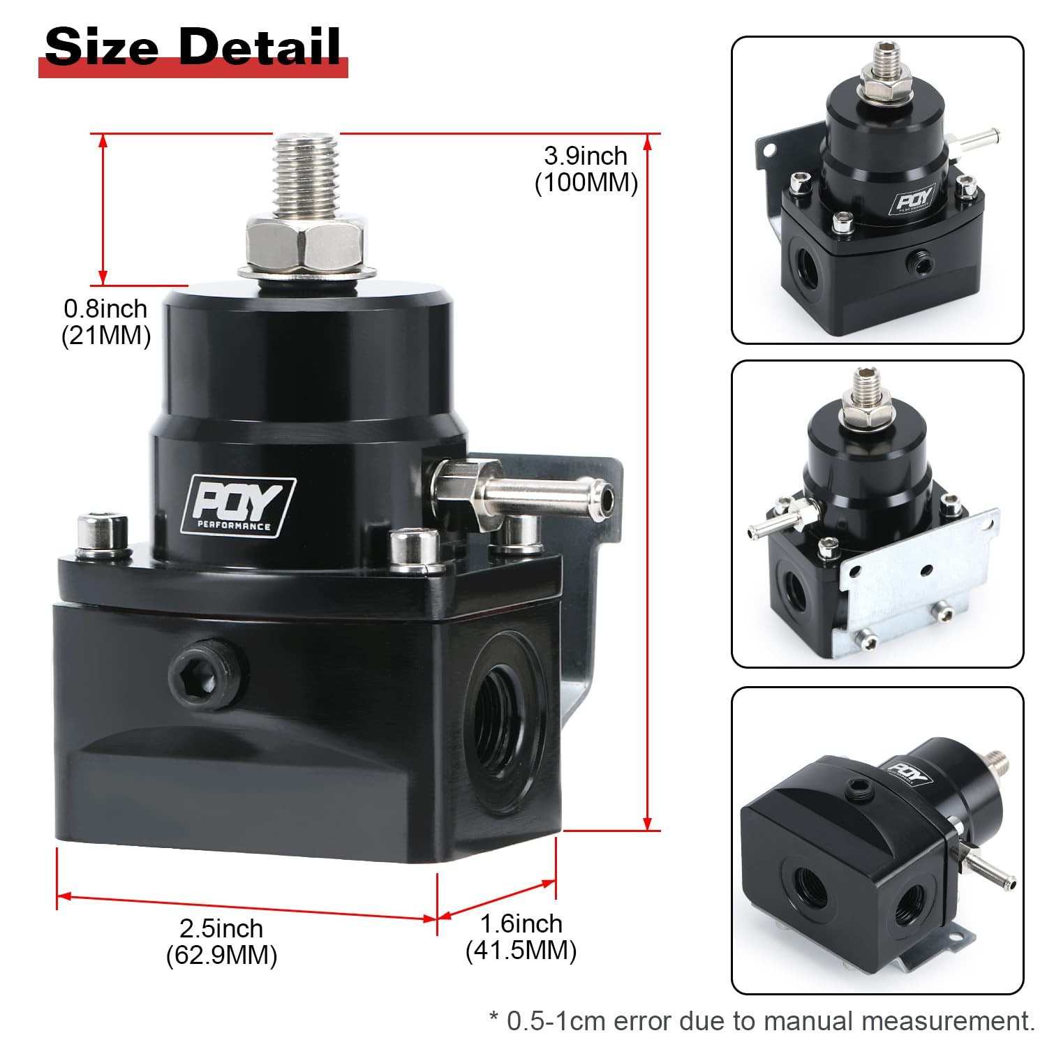 Adjustable Fuel Pressure Regulator Kit 3-70PSI With 6AN Return and 6AN feed Port