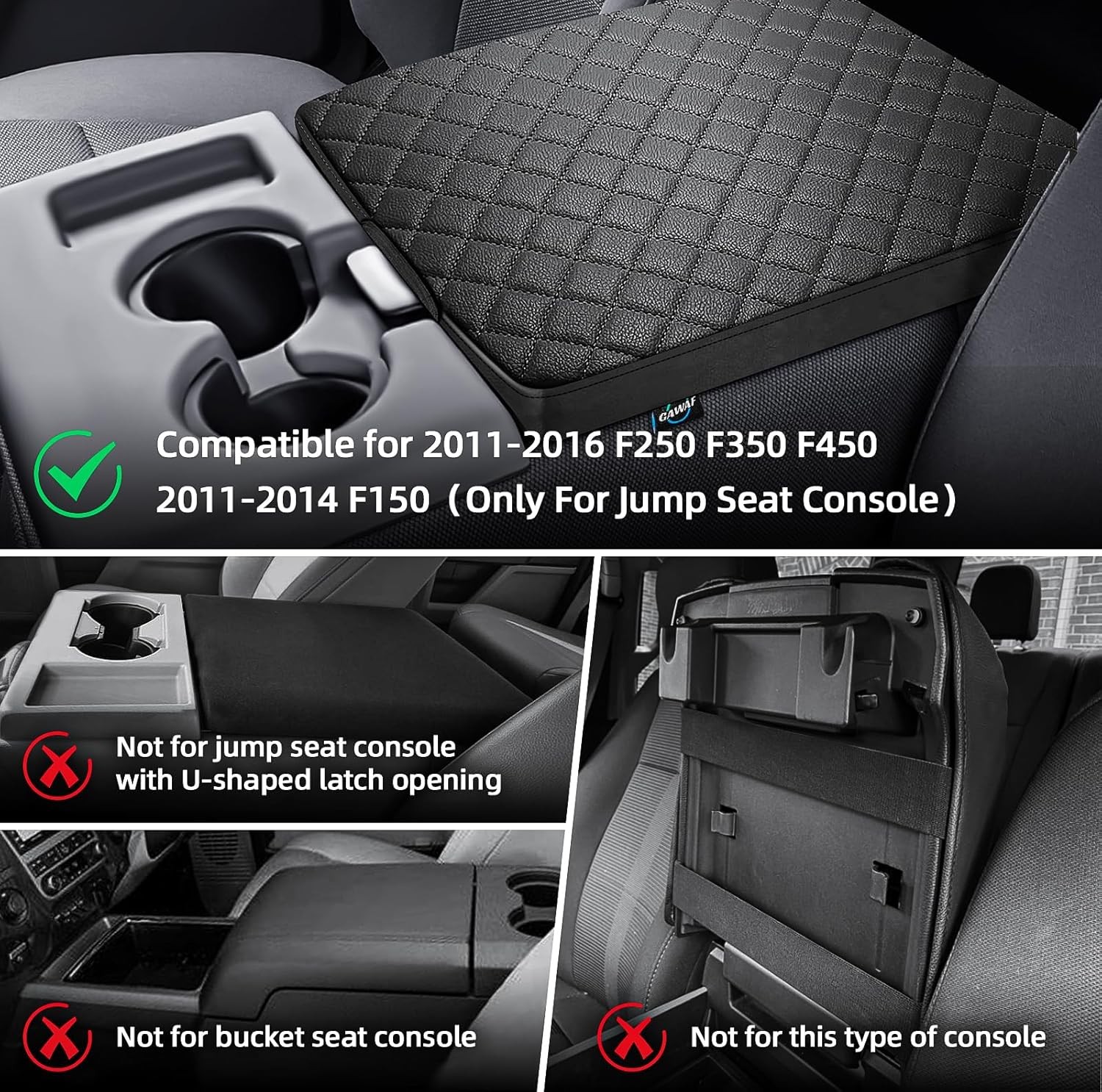 Center Console Cover Fit for 2011-2016 Ford F250 F350 F450 Super Duty 2011-2014