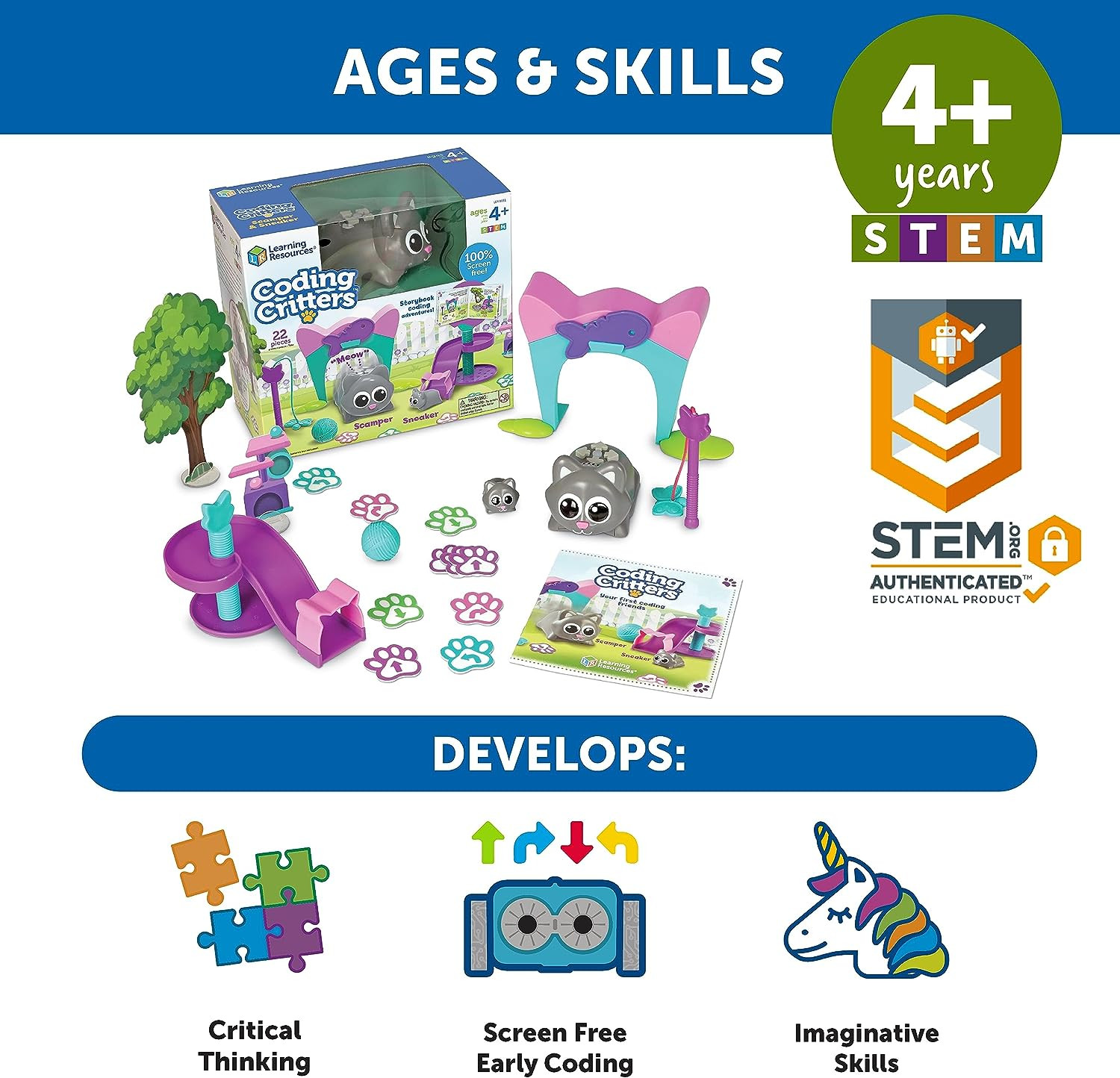 Coding Critters Scamper & Sneaker, Screen Free Toys Coding for Kids, Electronic