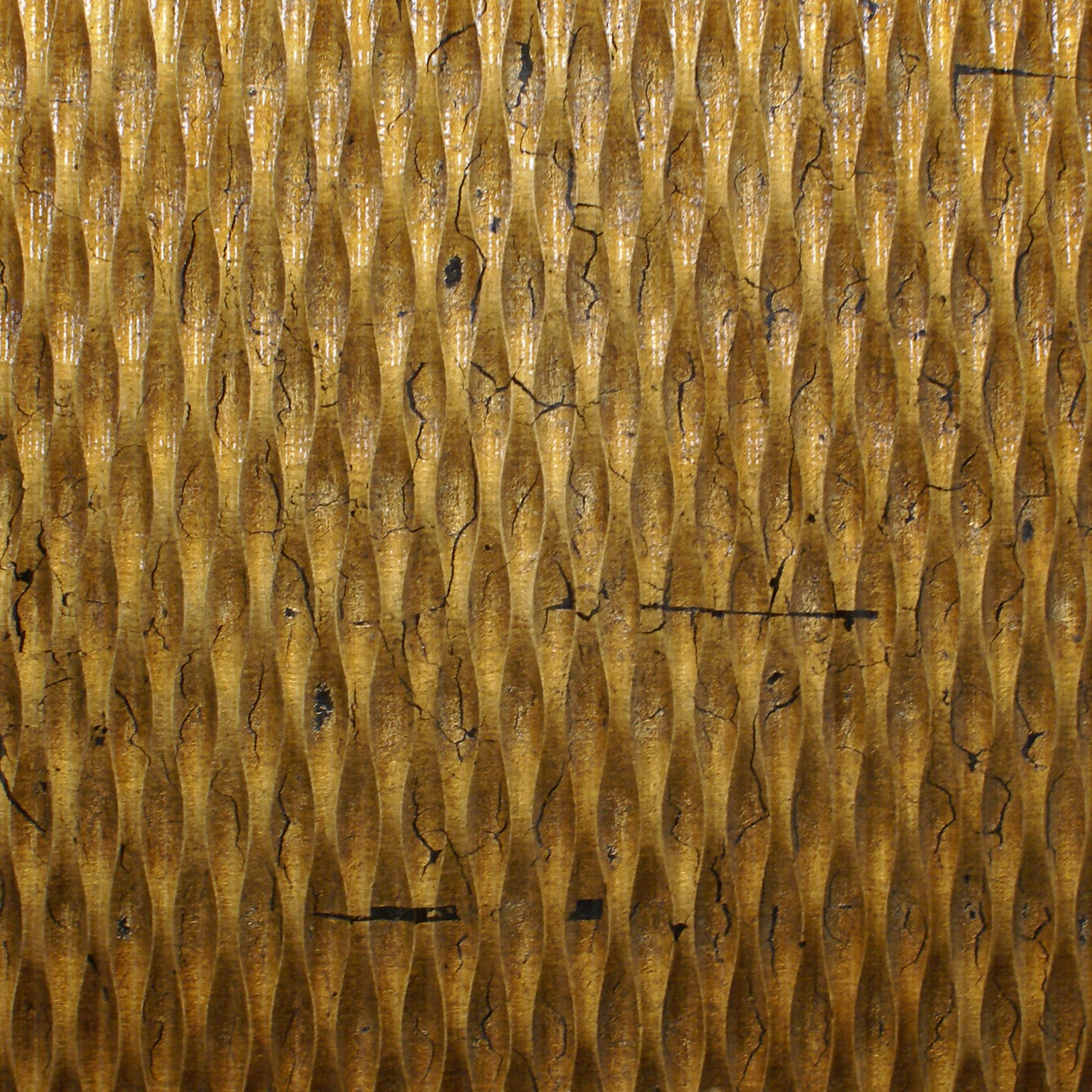 Benjara Modern Style Wooden Wall Decor with Patterned Carving- Large- Gold