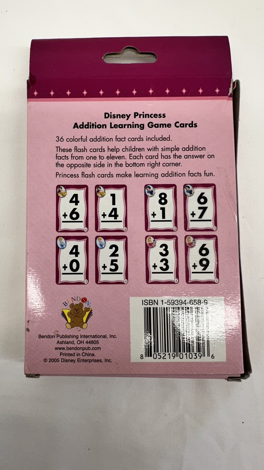 Disney Princess Addition Learning Cards Game Numbers 36 Cards Educational