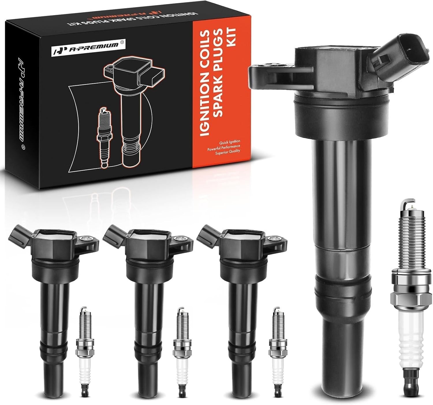Complete Pack of 6 APM Set of 4 Ignition Coil Pack (2-pin) and Iridium