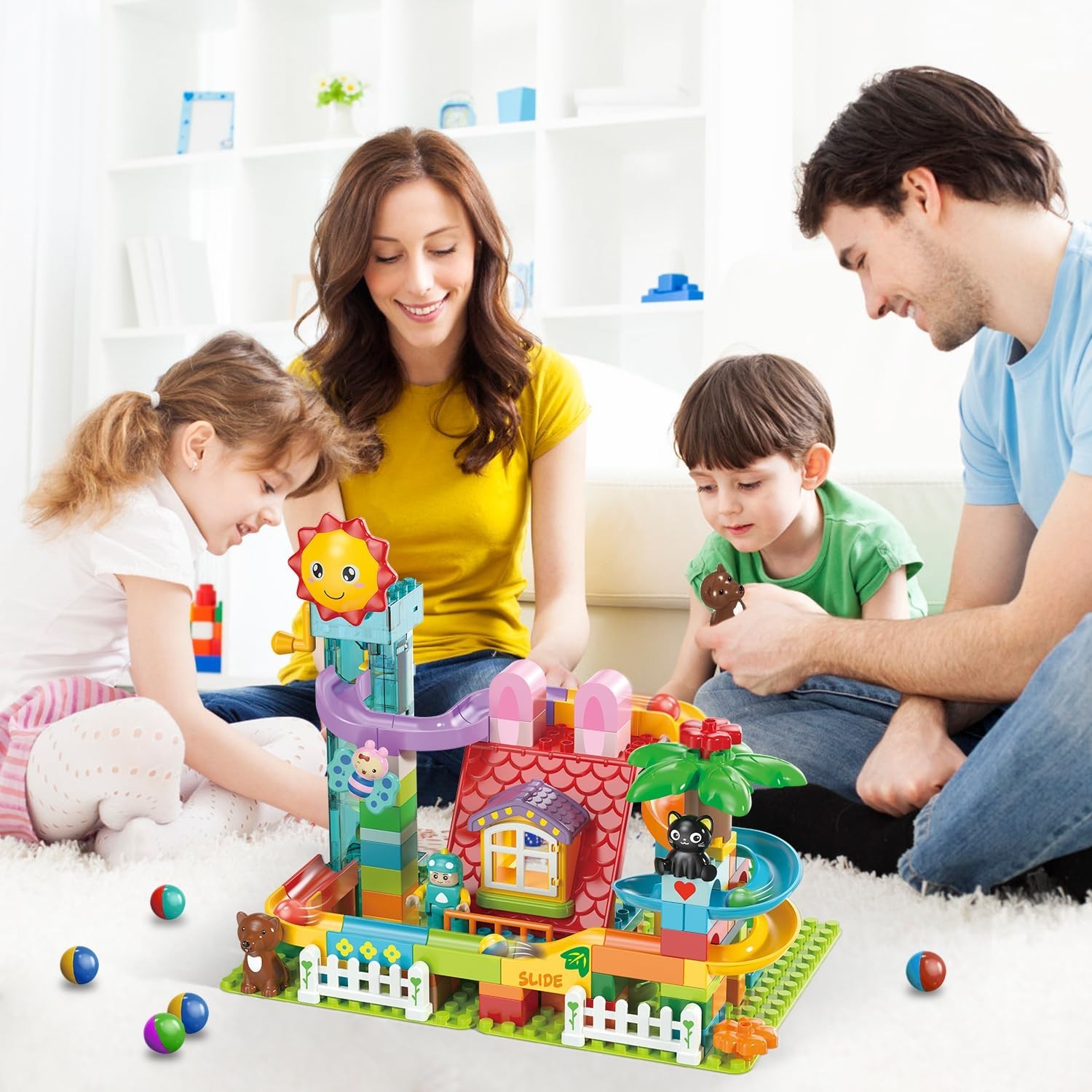 Marble Run Building Blocks Toy – 2 in 1 Compatible Blocks Models wi… Fast Ship