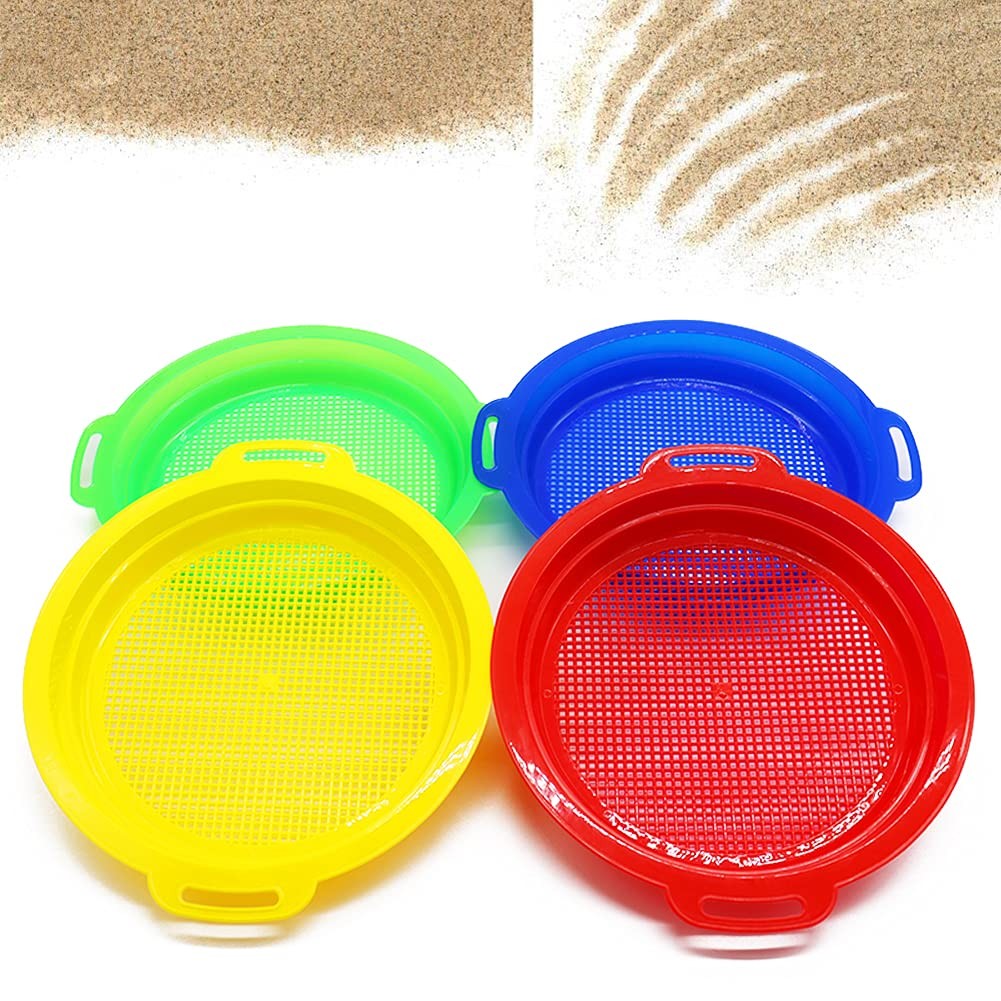 OJYUDD 4 Pack Sand Sifter Sieves for Adults, Plastic Small, Multi – Colored