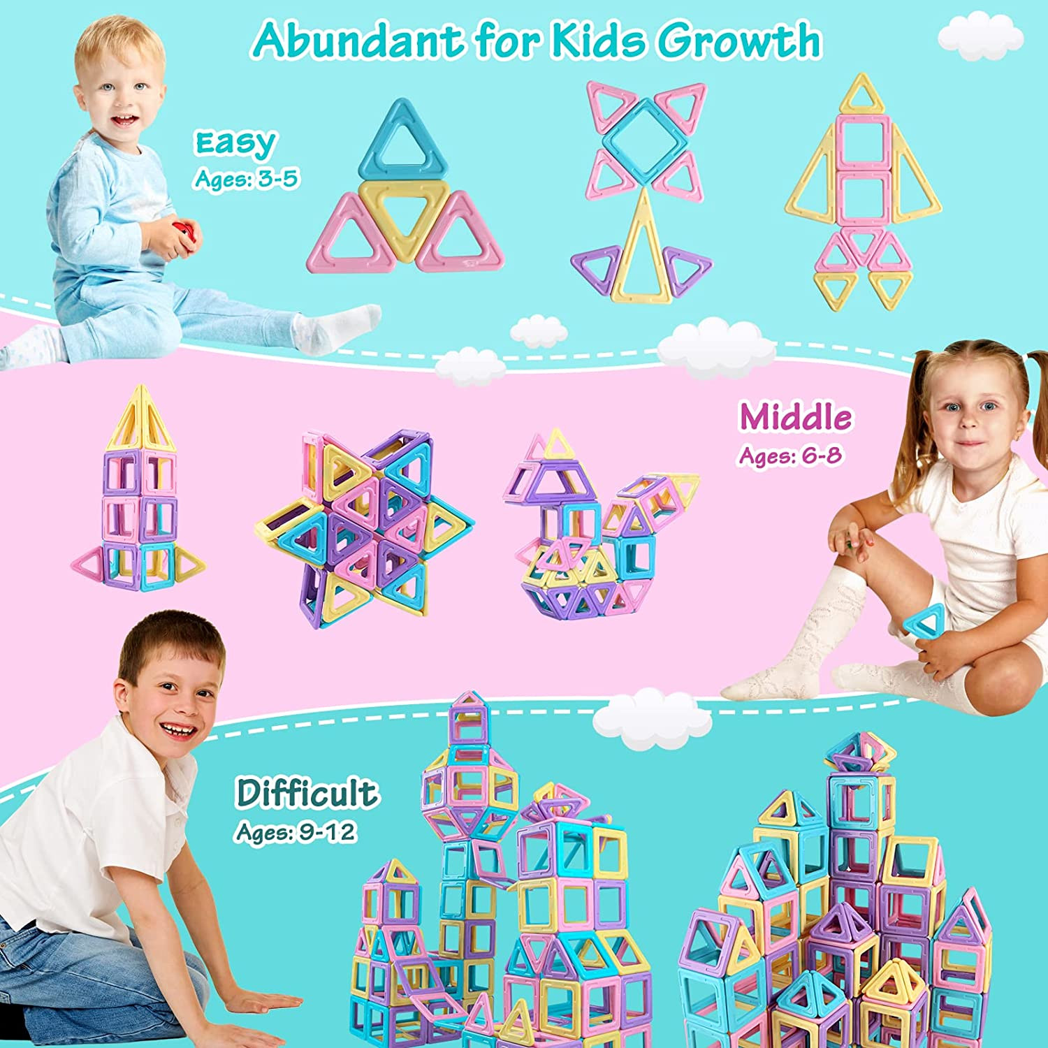 Magnetic Blocks Basic Set Magnetic Tiles, Educational 28 pcs+number kits age 2+