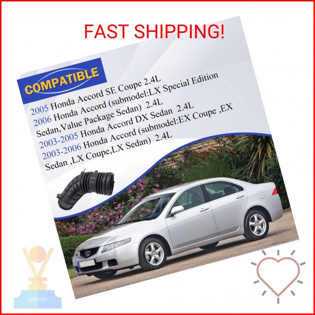 Air Intake Hose Cleaner Tube with Clamps for Honda Accord L4 2.4L 2003 2004 2005