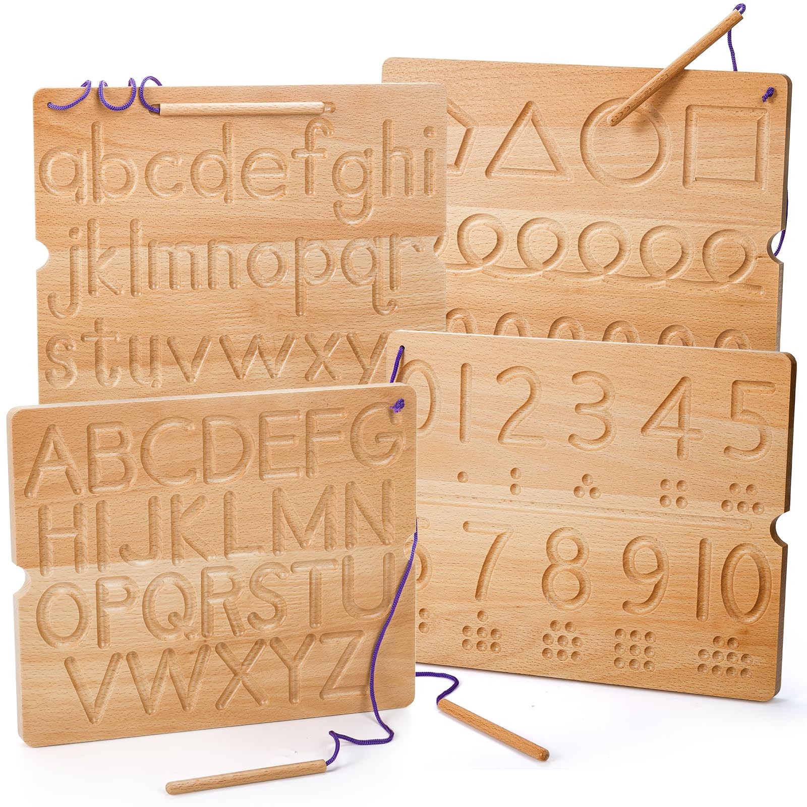 Number & Letter Tracing Board, Portable Wooden Alphabet Learning Sensory Pad …
