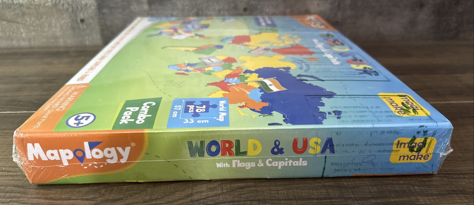 Mapology / USA & World Map Puzzle with Flags, Capitals, Stickers / New & Sealed