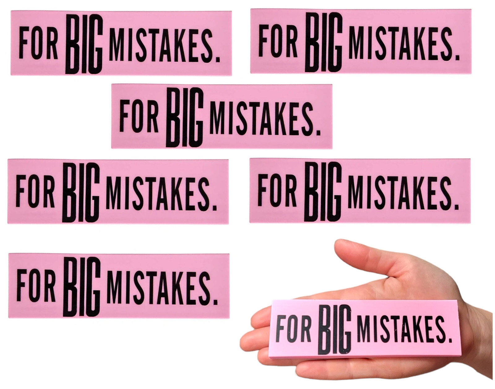 For Big Mistakes. Giant Pink Erasers (5.5″) Large Pencil Rubber Eraser Back