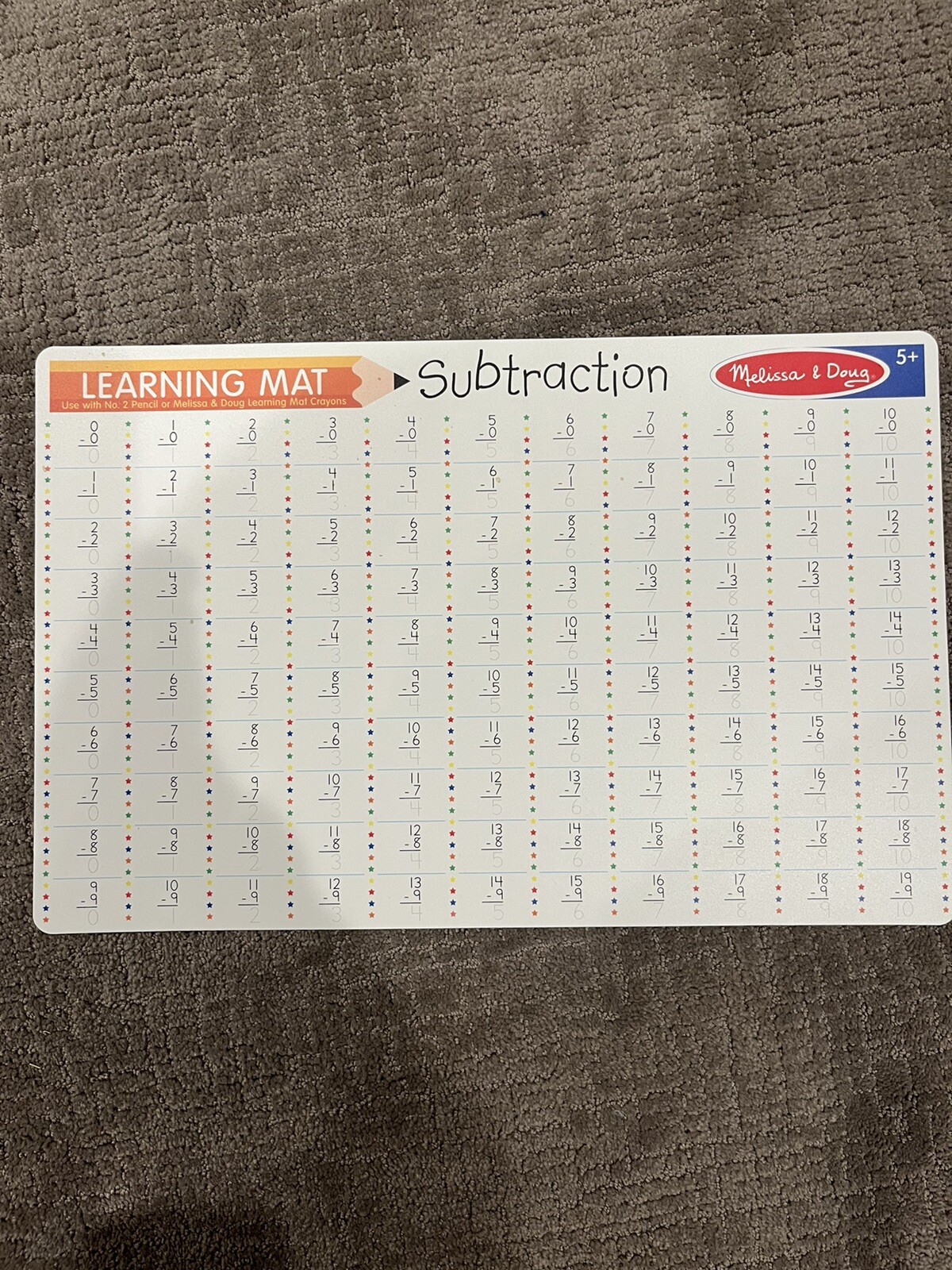 Melissa & Doug Learning Mat Placemat – Subtraction Problems