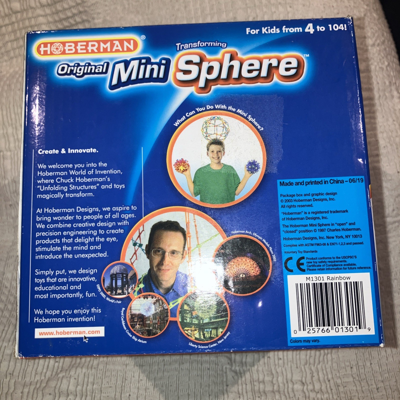 Mini Hoberman Sphere – Rainbow Expanding Toy Ball Multicolor 5.5-12” NIB