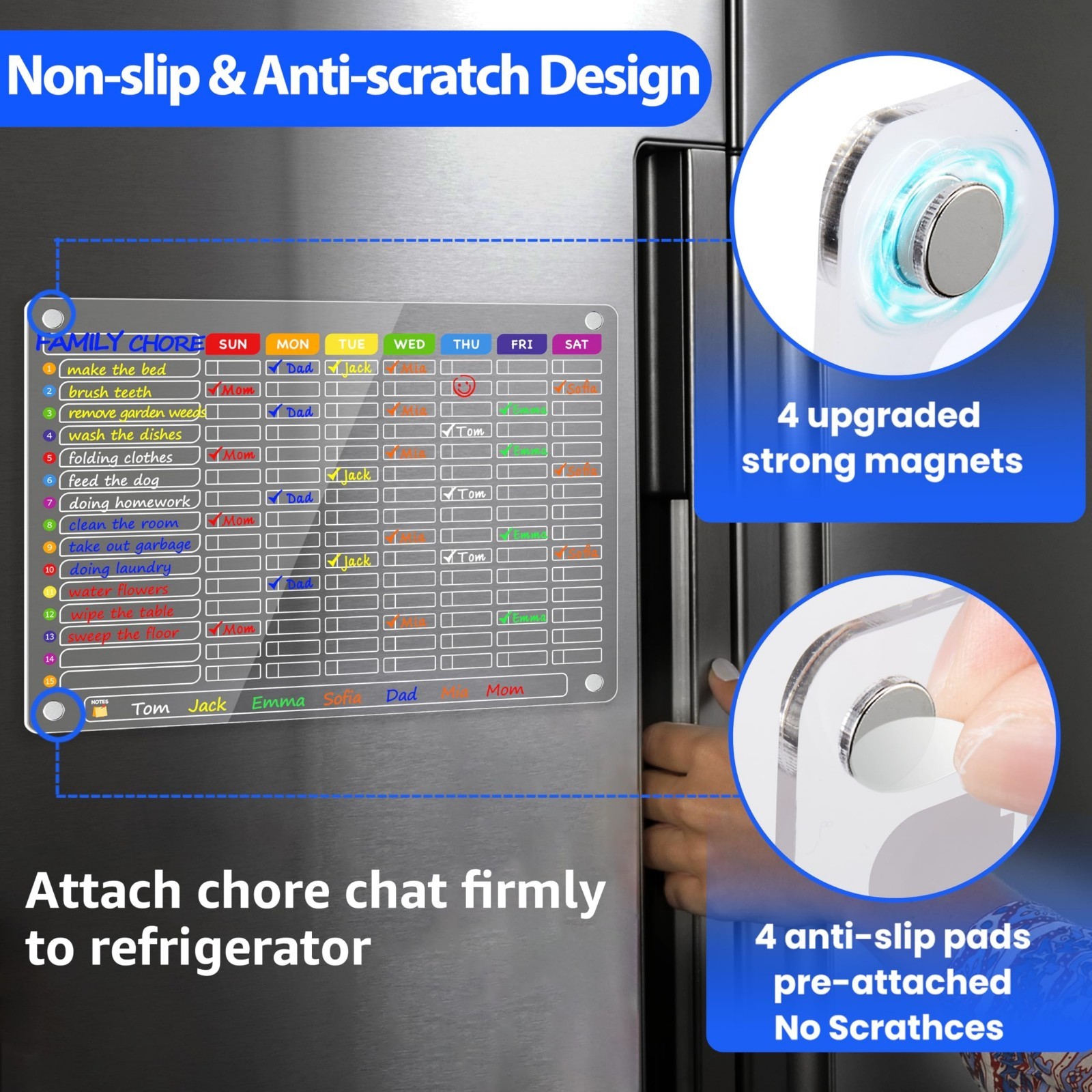 Large Magnetic Chore Chart for Family – 16″x12″ Dry Erase Board, 12 Markers & To