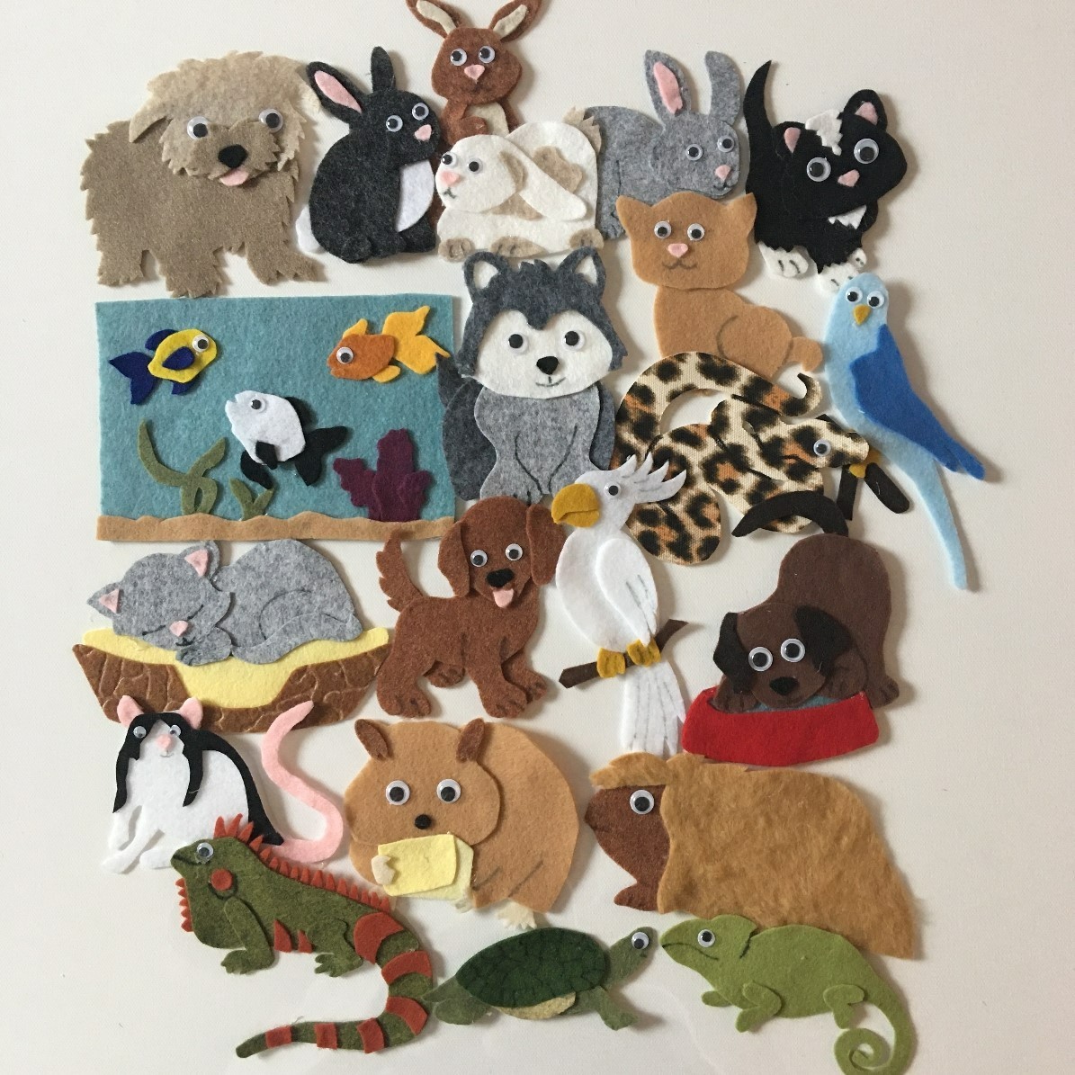 Perfect Pets -Fish-Repitles- Dogs-Cats Sample Set for Felt /Flannel Board Play