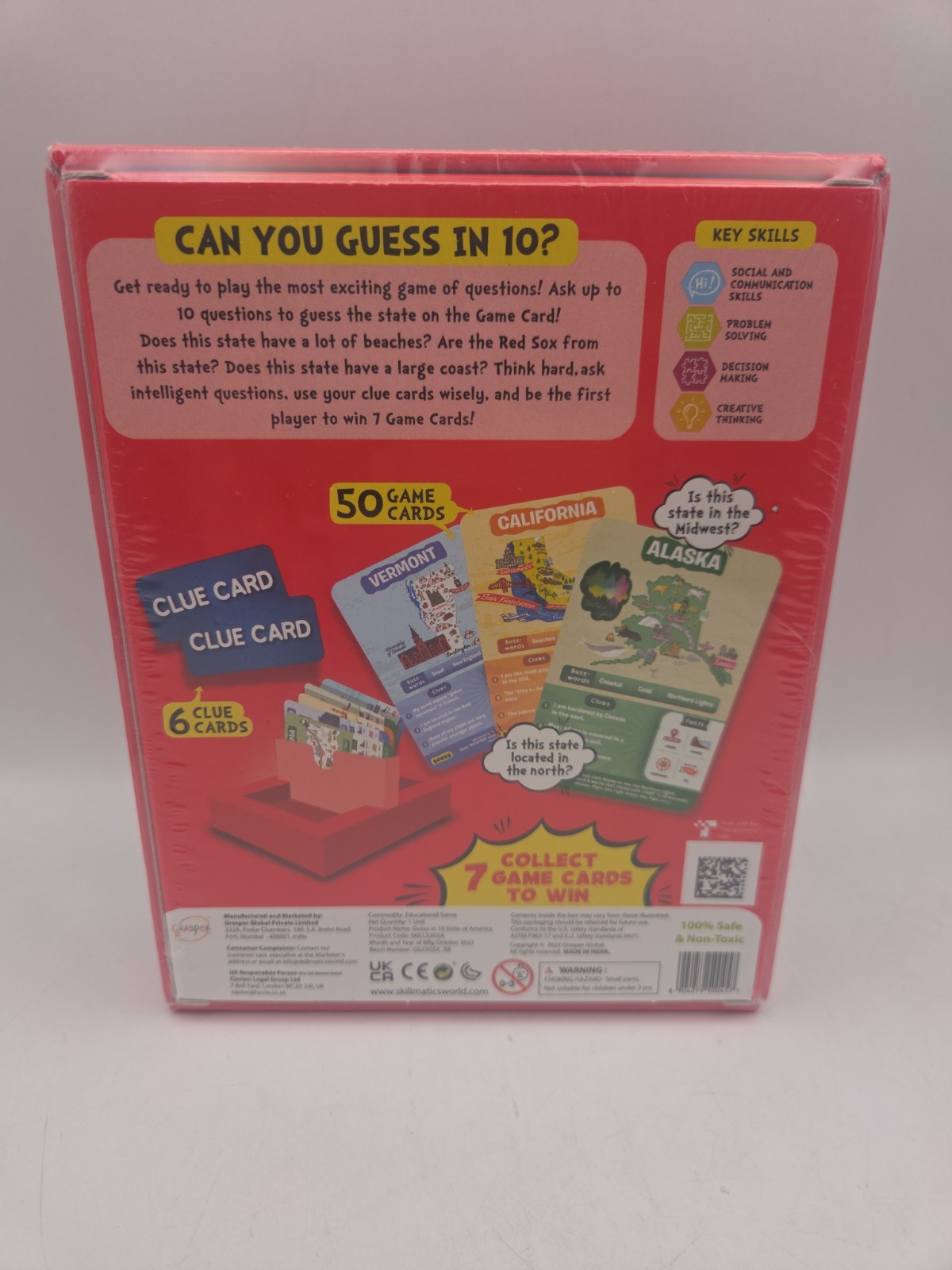 Skillmatics Guess in 10 States of America Educational Trivia Card Game