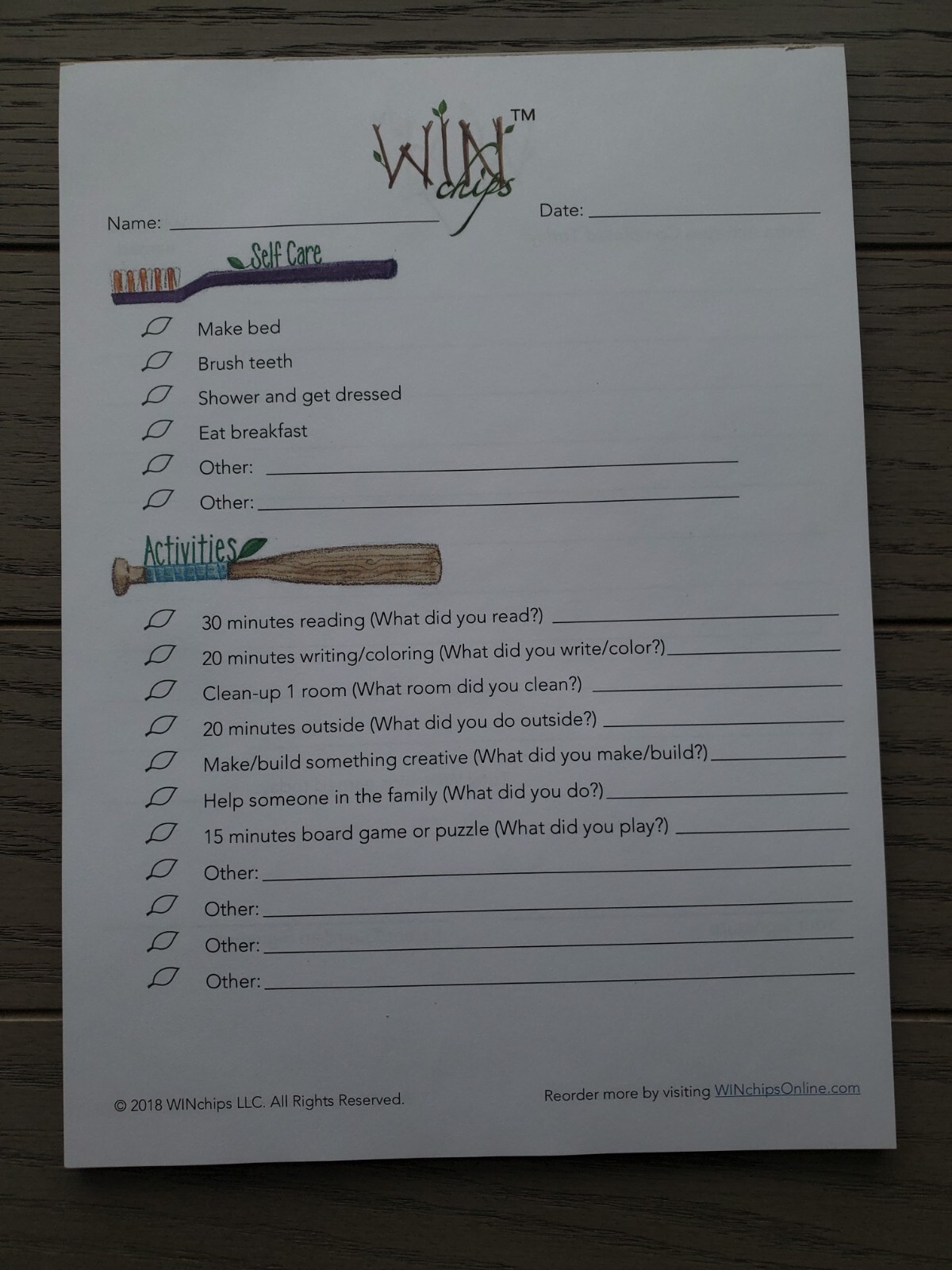 Win Chips Learning Positive Reinforcement Summer Edition Chores Kids Family
