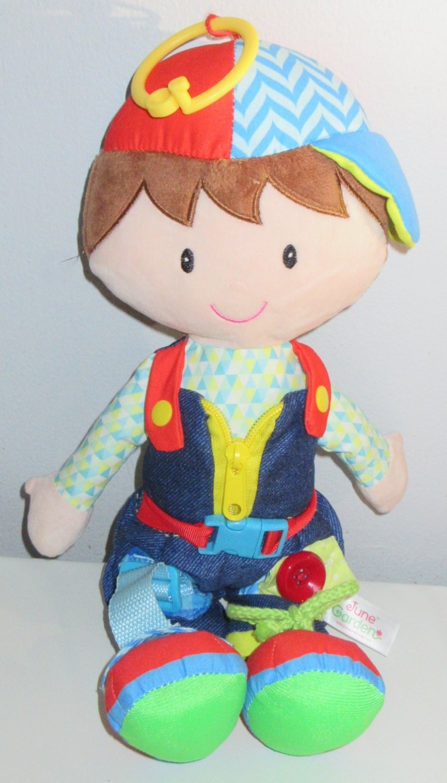 June Garden Learn to Dress Soft Boy Learning Doll Stuffed Toy 16” Brown Hair