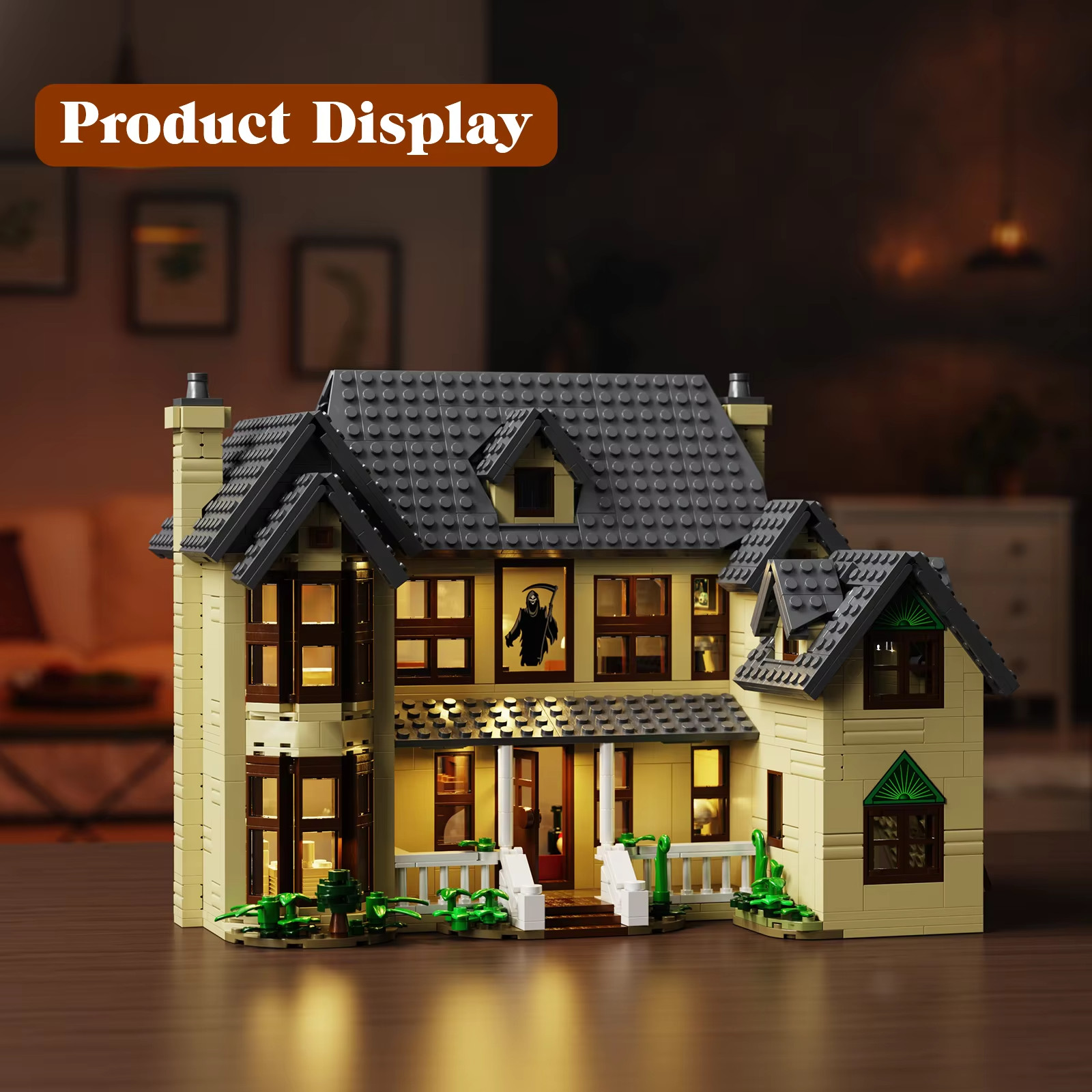 Horror House Building Block Set Home Decor Scary Movie Haunted House Model